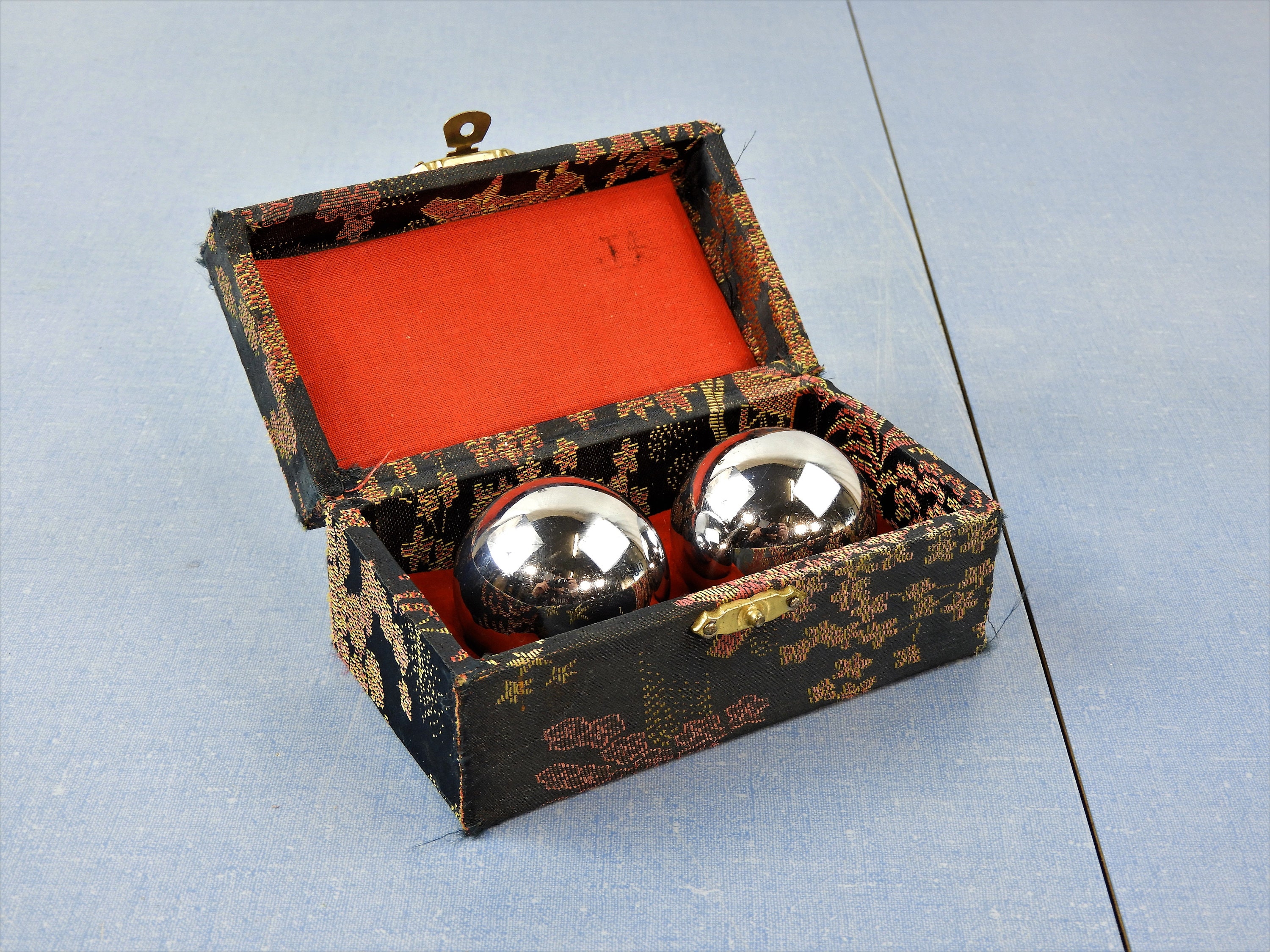 Vintage Baoding Balls, Chinese Health, Metal Chime Spheres, Sound