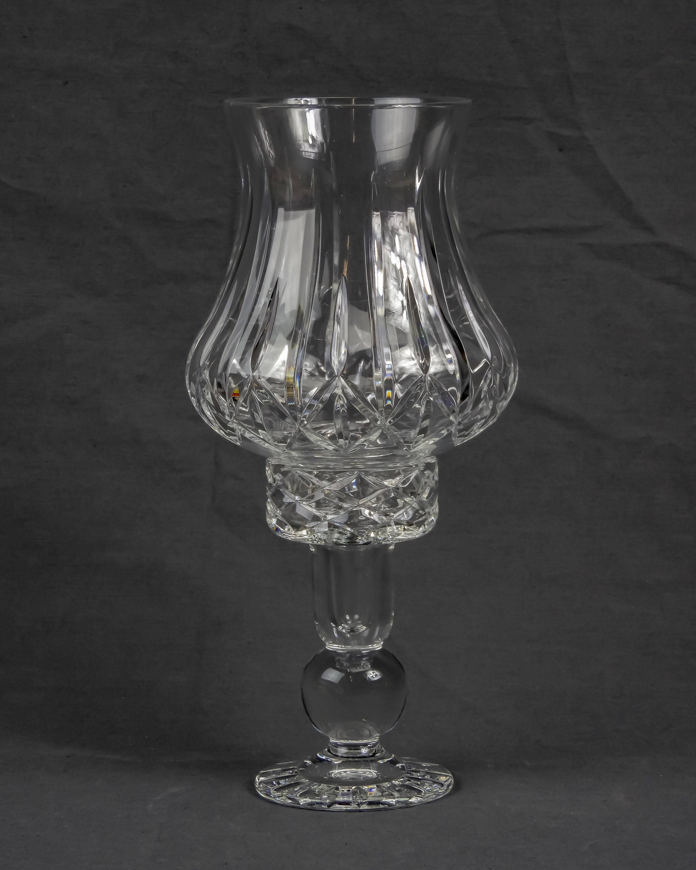 Vintage Hurricane Globe, Block Candleholder, Clear Crystal, Candle