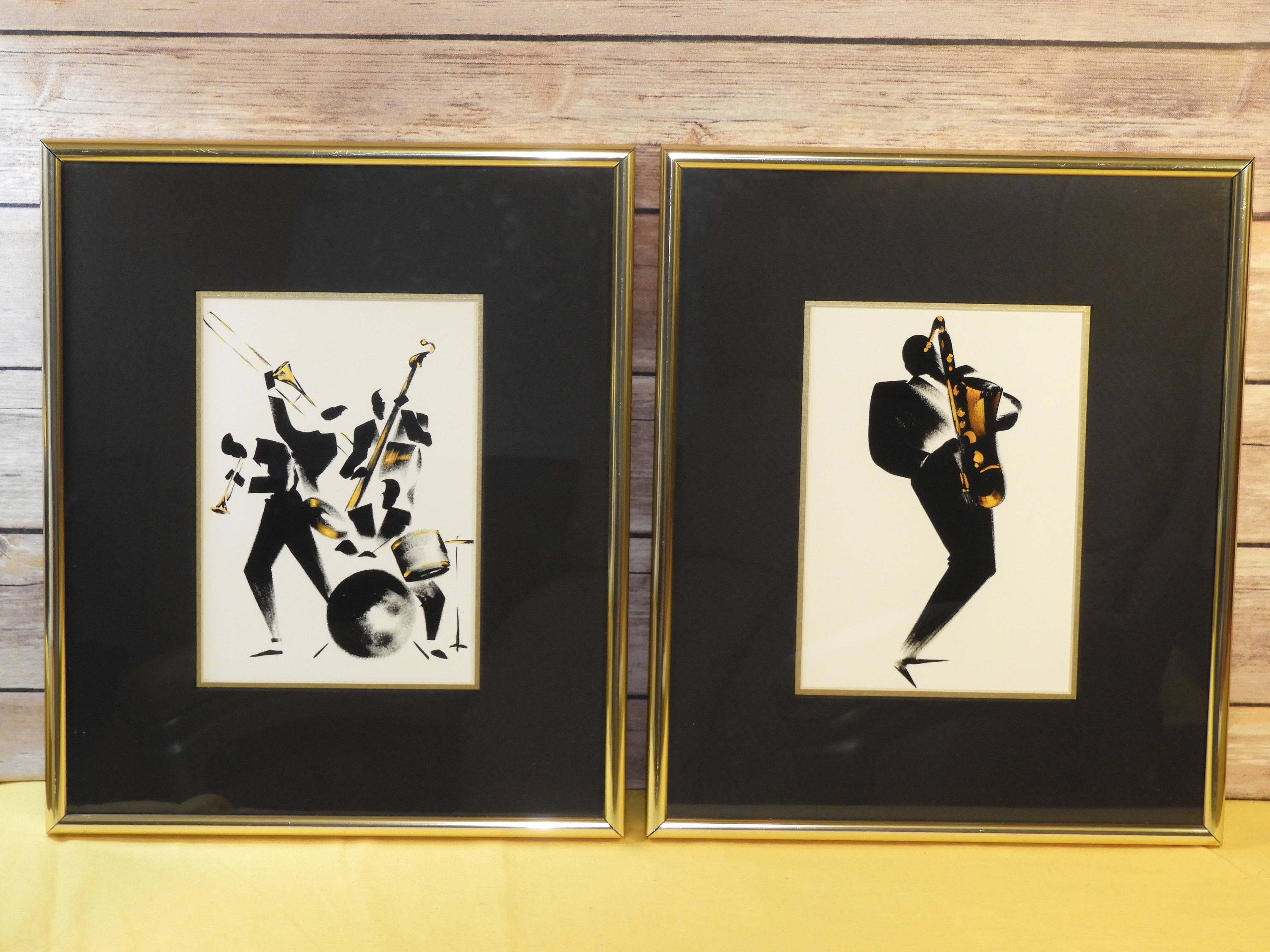 Vintage Jazz Prints (2),Empty Space Framed Art,Gold Nielsen Quality