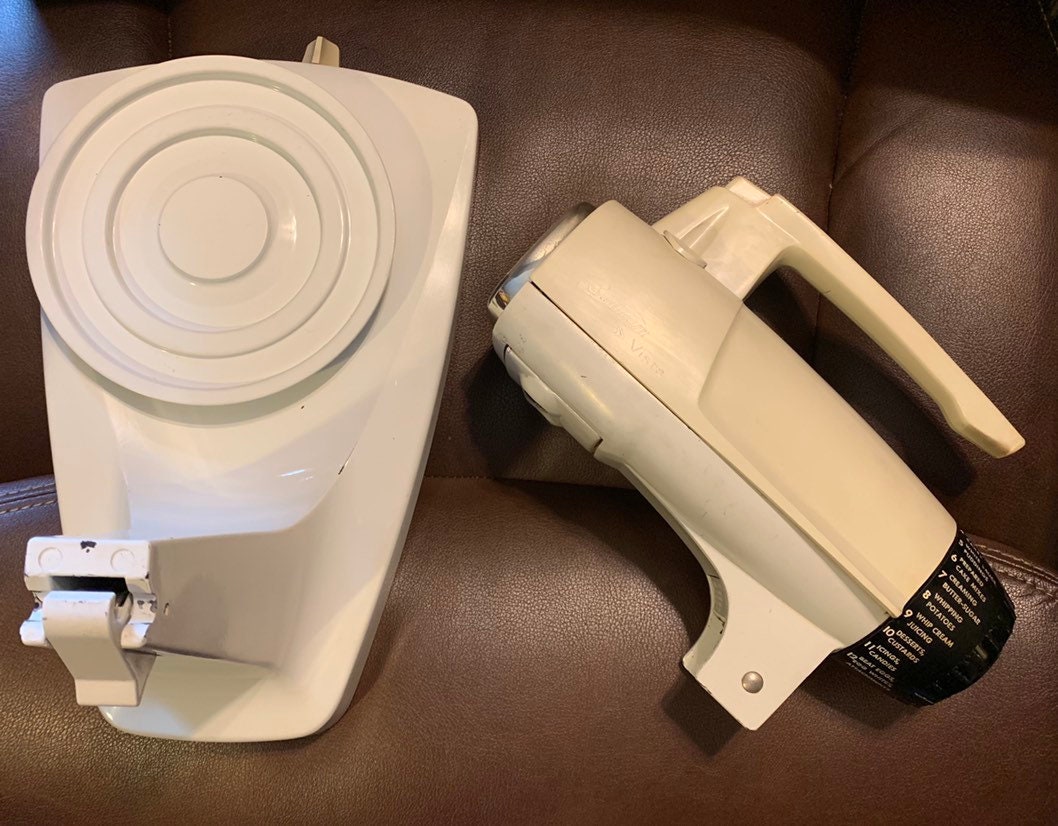 Vintage 1960s Sunbeam Mixer, Retro Mixmaster Vista Mixer, White Black