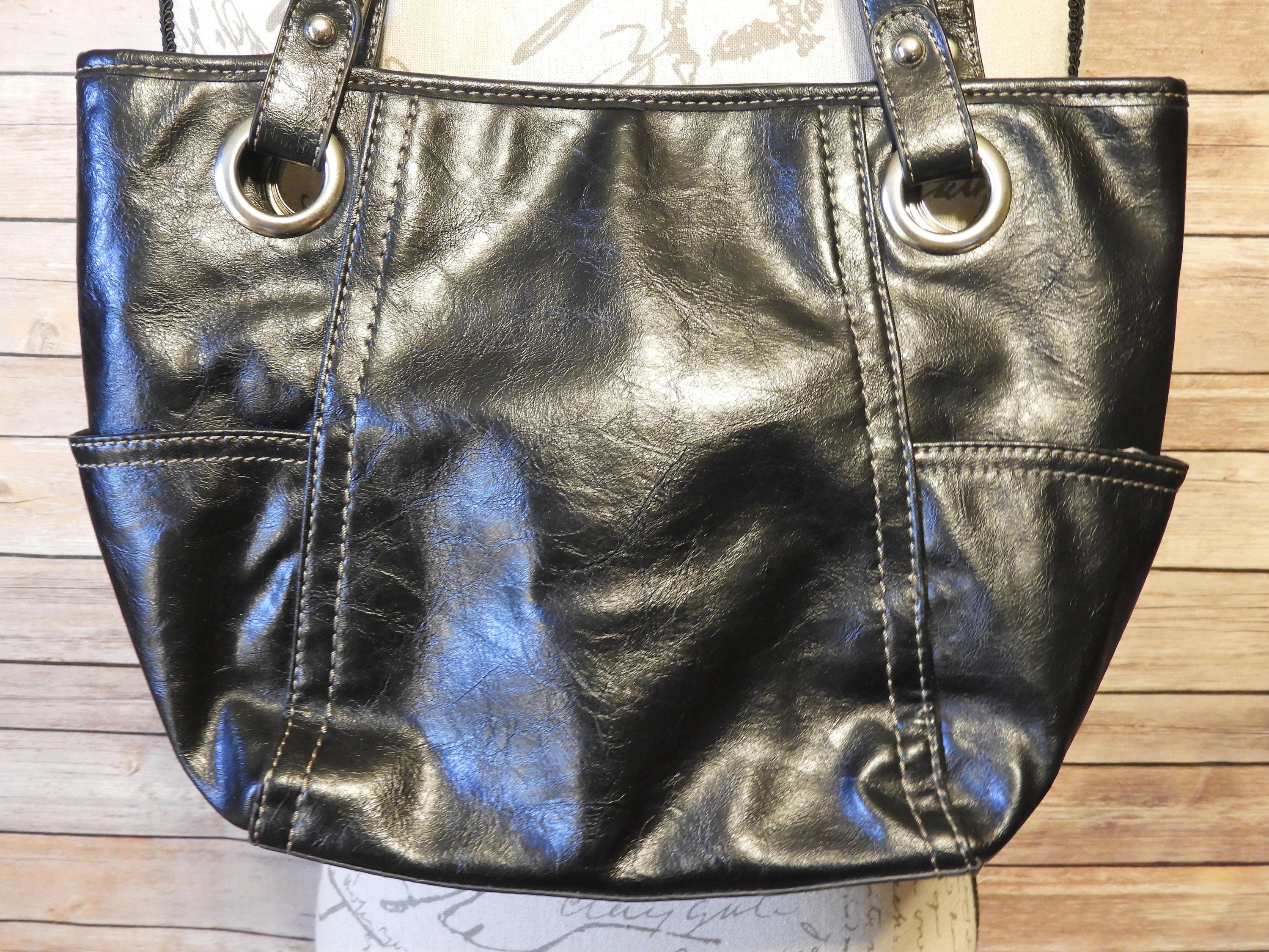 Vintage Black Relic Handbag Shoulder Bag, Retro Relic Black on Black