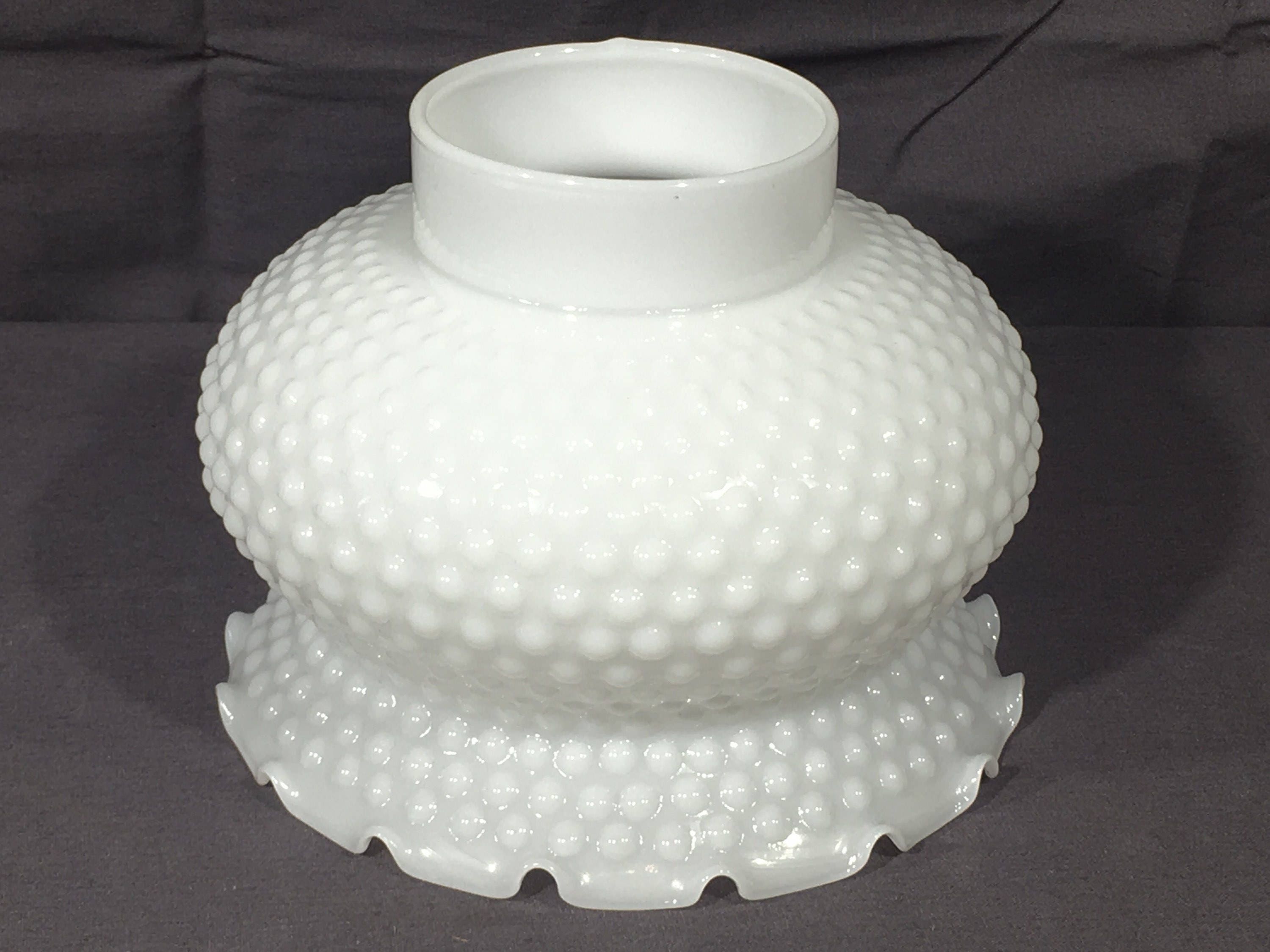 Vintage White Lamp Shade, Hobnail Glass Cover, Decorative Kerosene Lamp