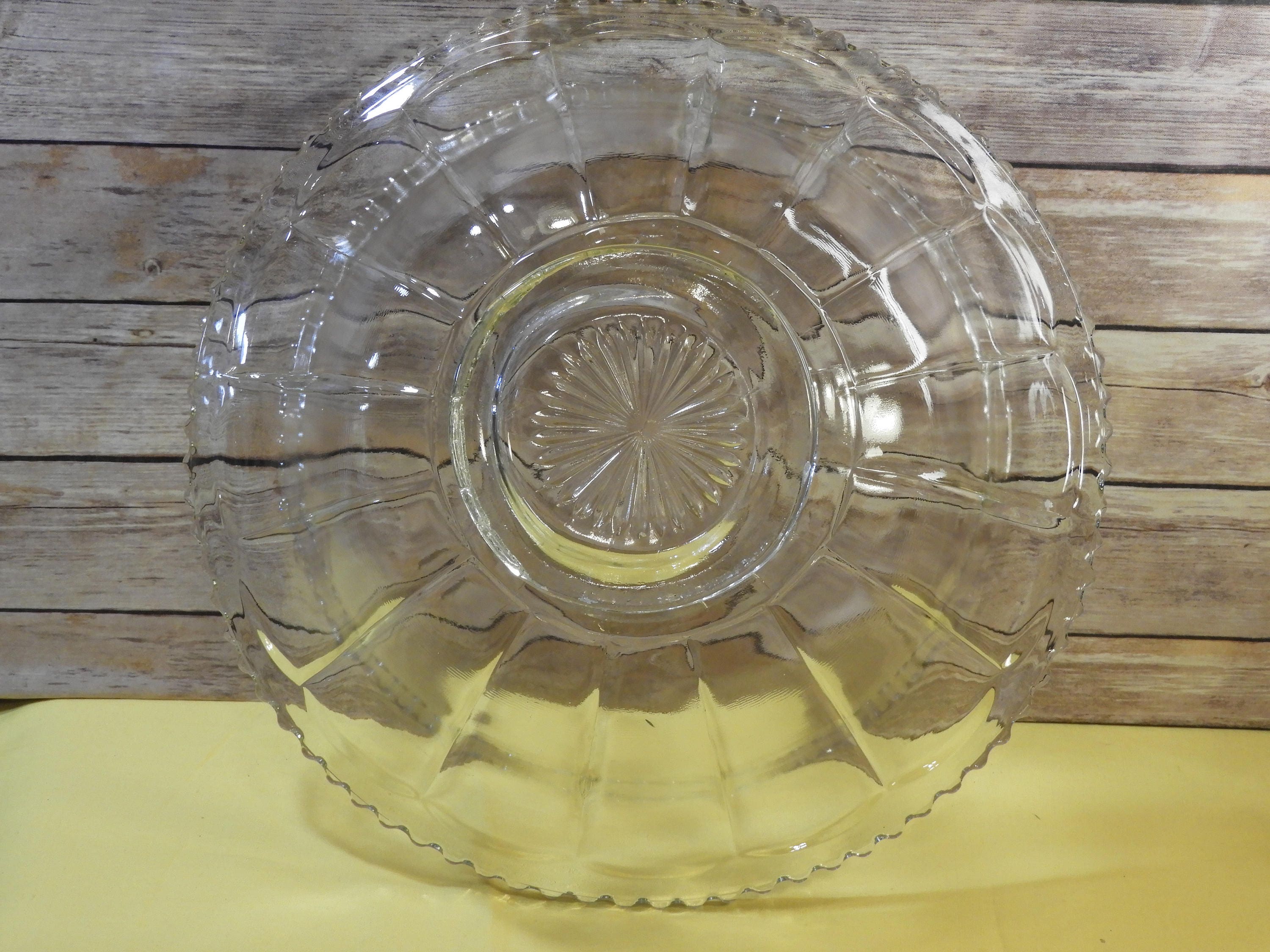 Vintage Punch Bowl, Indiana Glass, Colonial Punch Bowl, Clear Scalloped