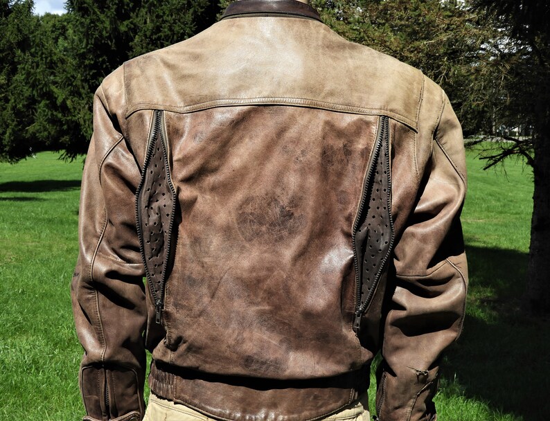 Vintage Leather Jacket Firstgear Motorcycle Coat Mens Xl Image 0 1