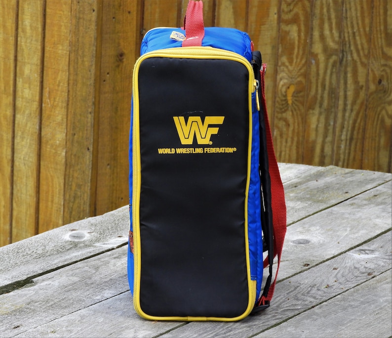 Legion of Doom Vintage WWF Backpack Action Figure Organizer Blue Toy Holder Wiz Too 1991 Tran Sports Rare Wrestling Collectible
