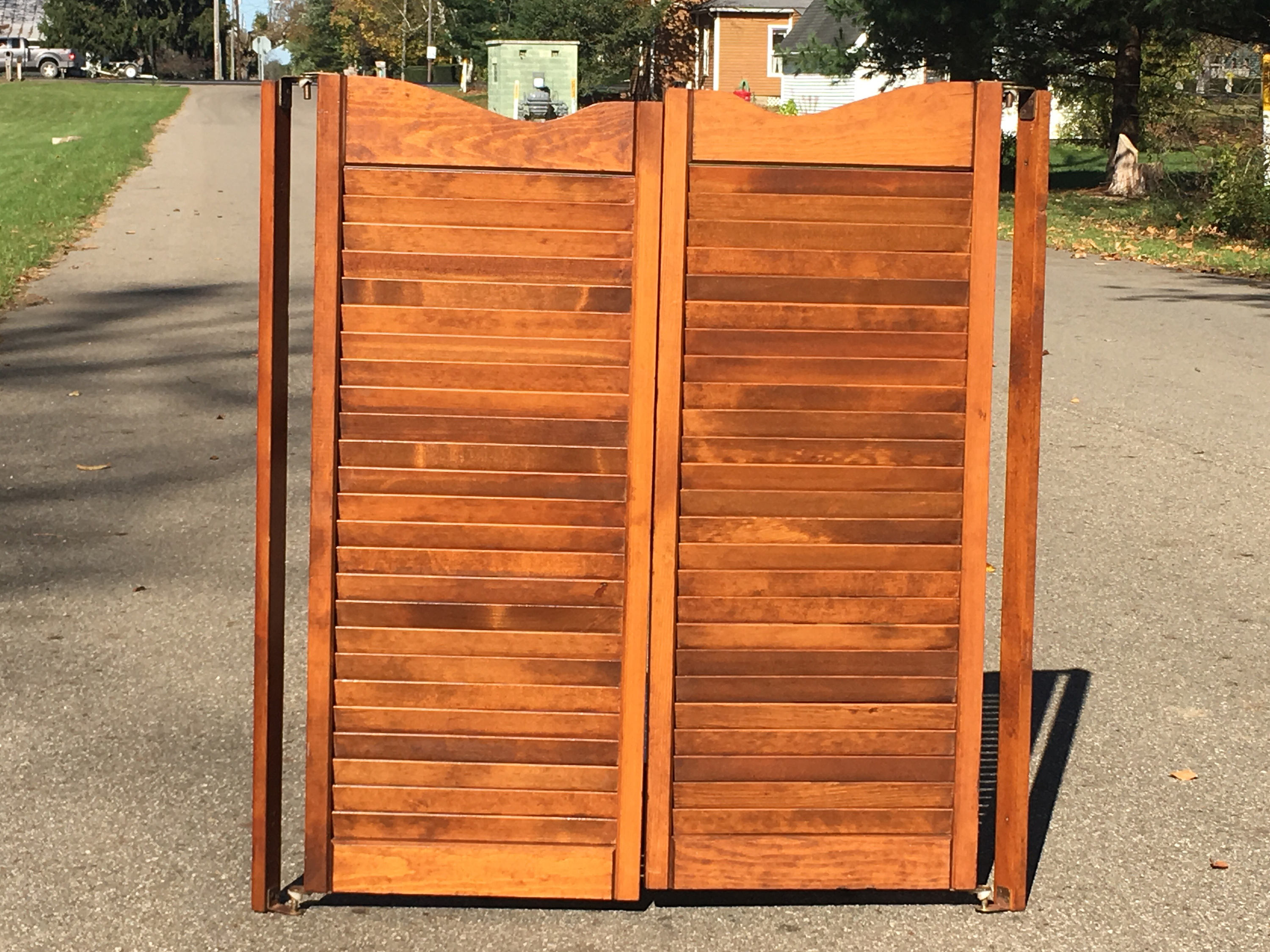 Vintage Swinging Saloon Doors Decorative Brown Shutters Louvered