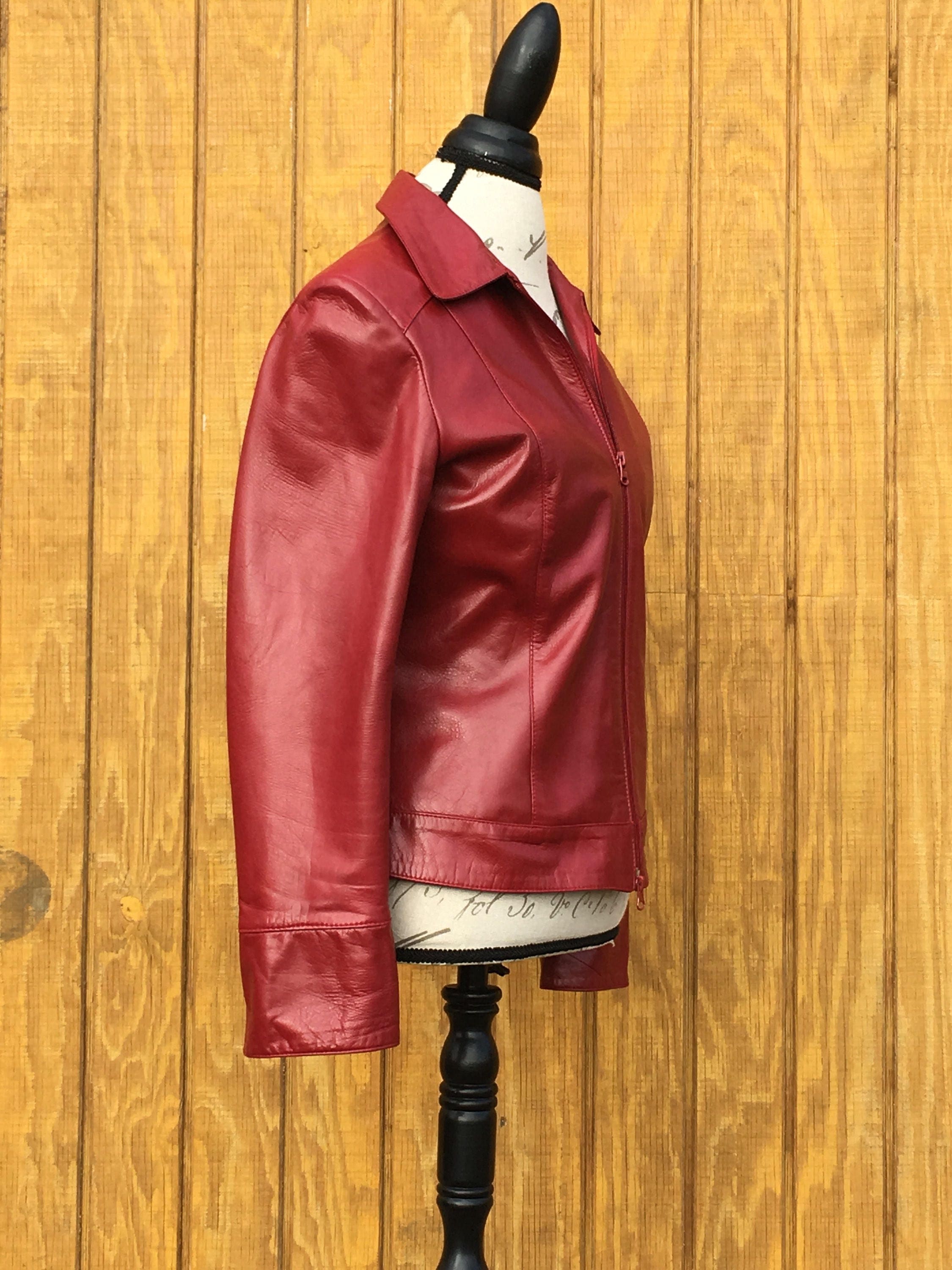 Vintage Italian Leather Jacket, Womens Clothing, Medium Fashion, Santa