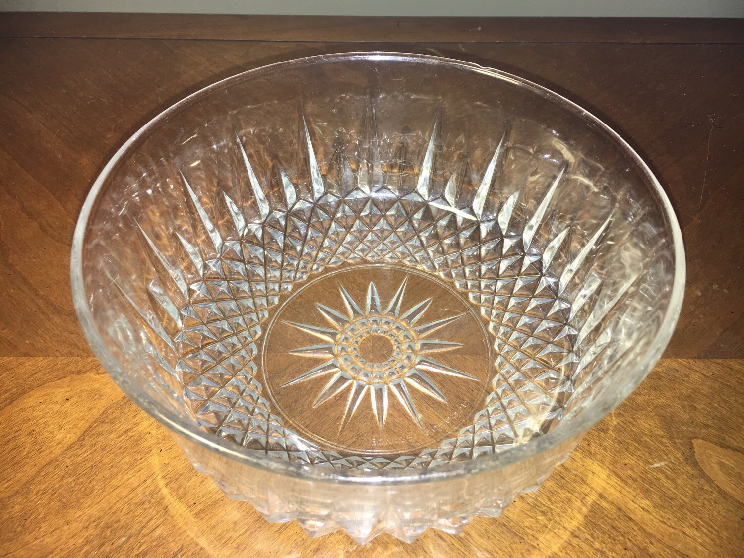 Vintage Arcoroc France Crystal Bowl, Retro Diamond Pattern Dish