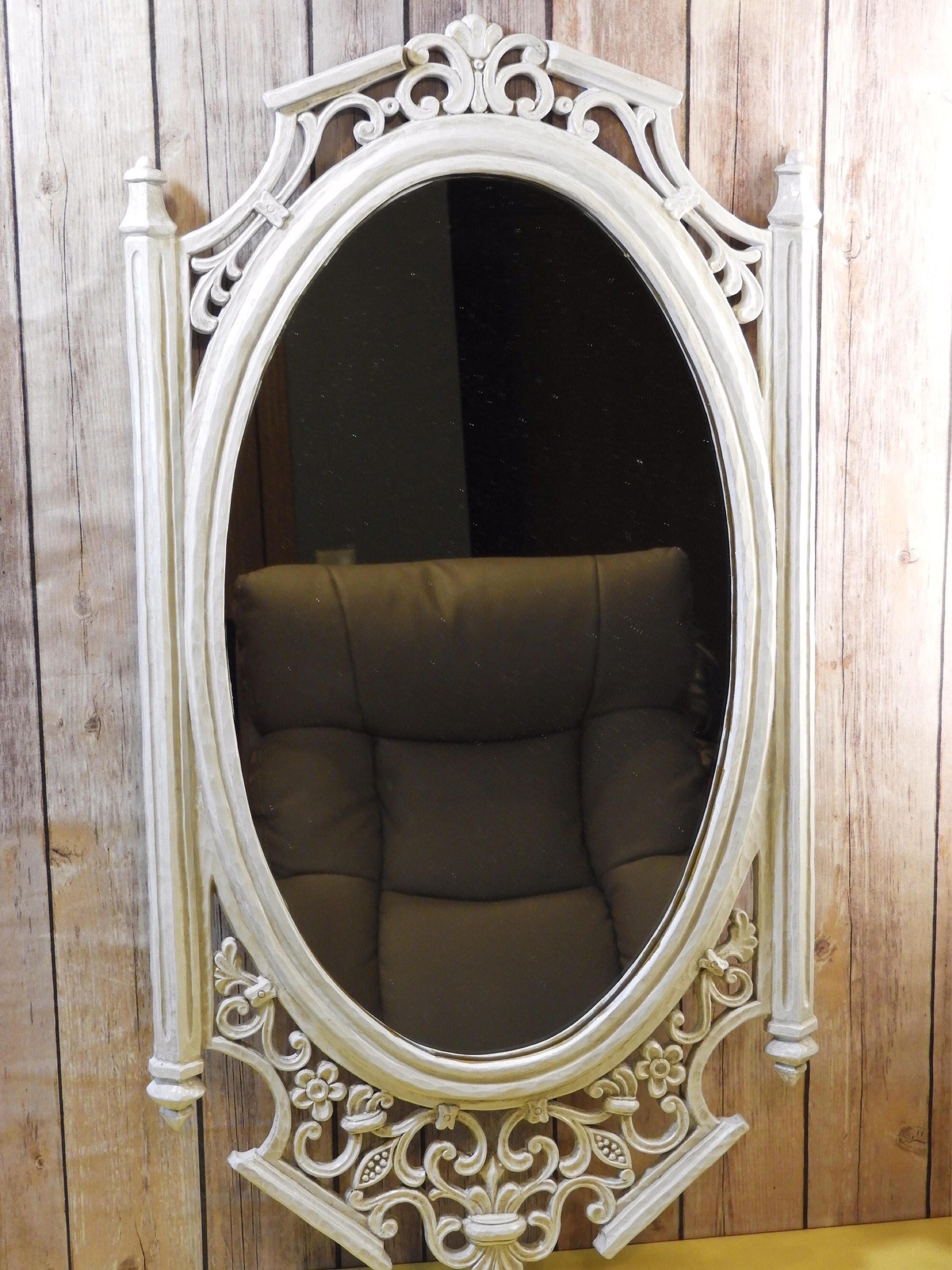 Vintage Antiqued White Wall Mirror, Decorative Syroco Wall Hanging ...
