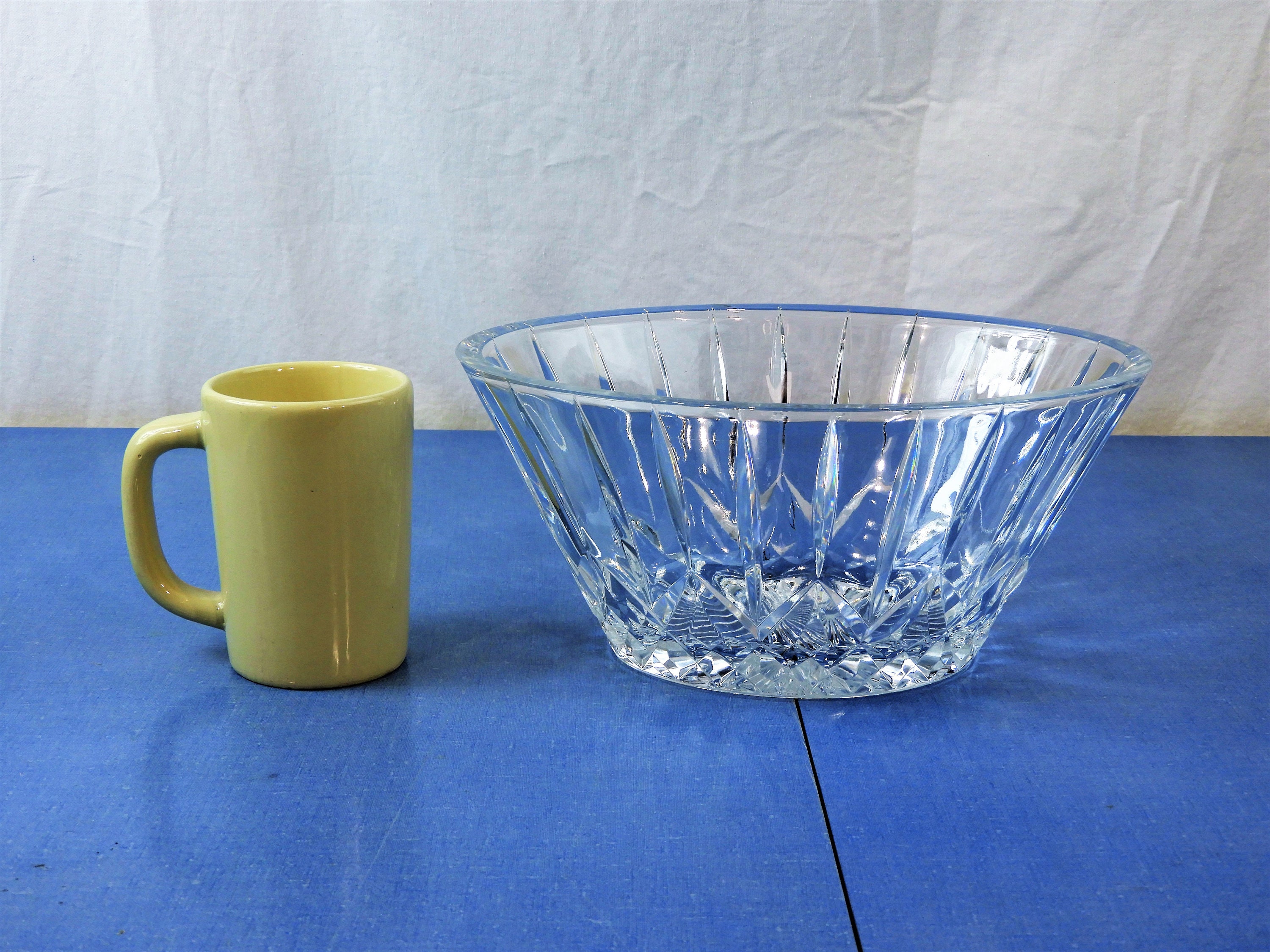 Vintage Crystal Bowl, Oval Cut Glass Dish, Clear Dinnerware, Fruit