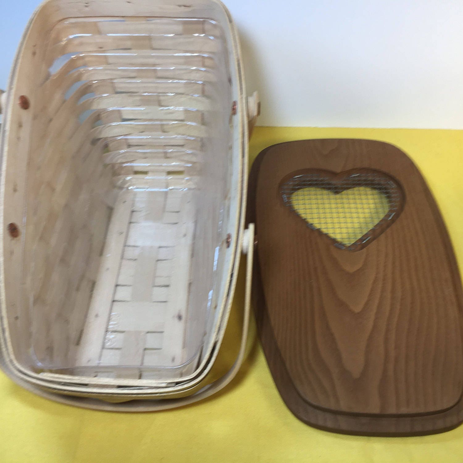 Hold Vintage Rare Longaberger Basket, Signed Country Heart, Woven