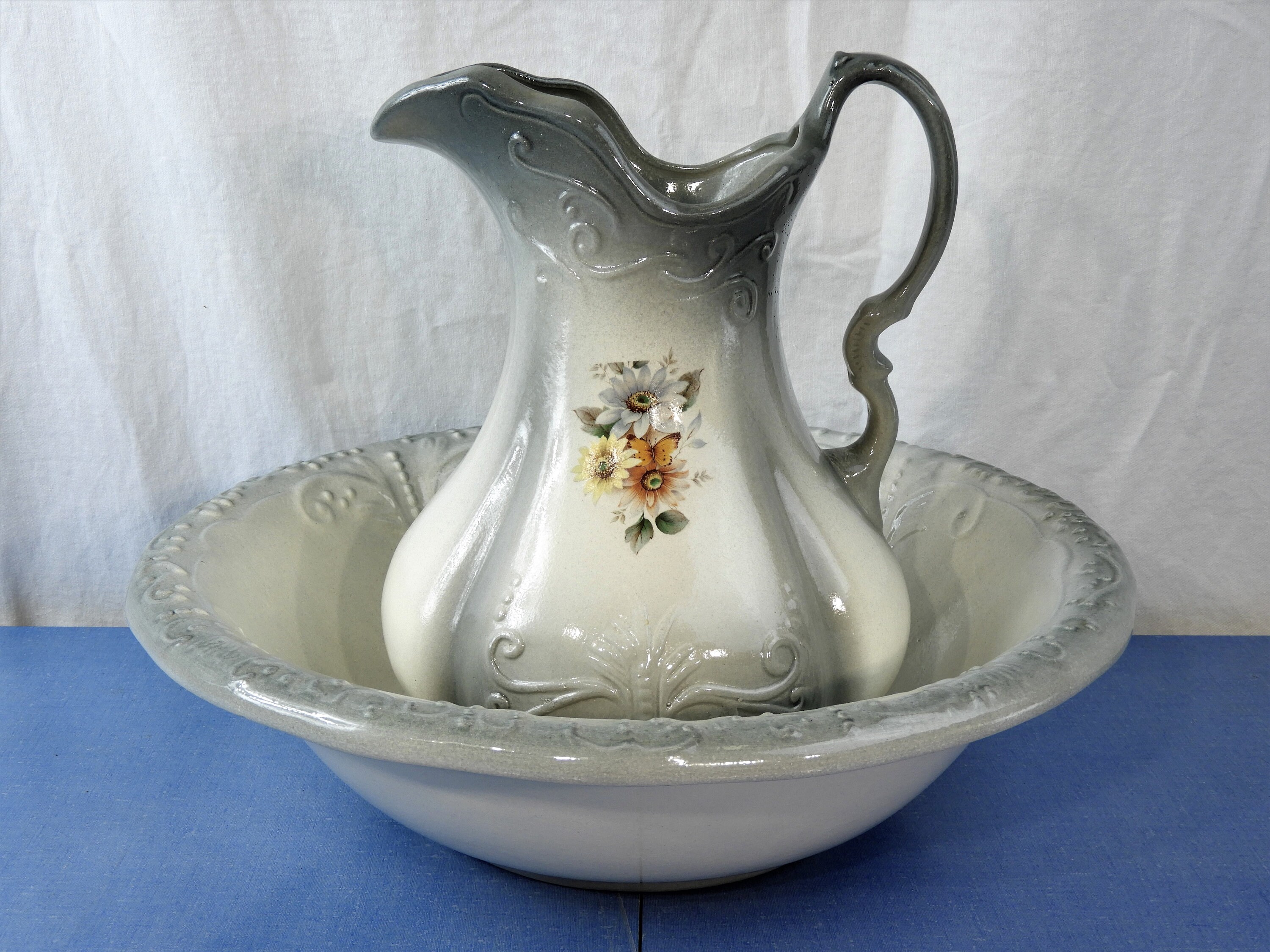 Antique Basin & Pitcher, Ironstone USA, Ceramic ...