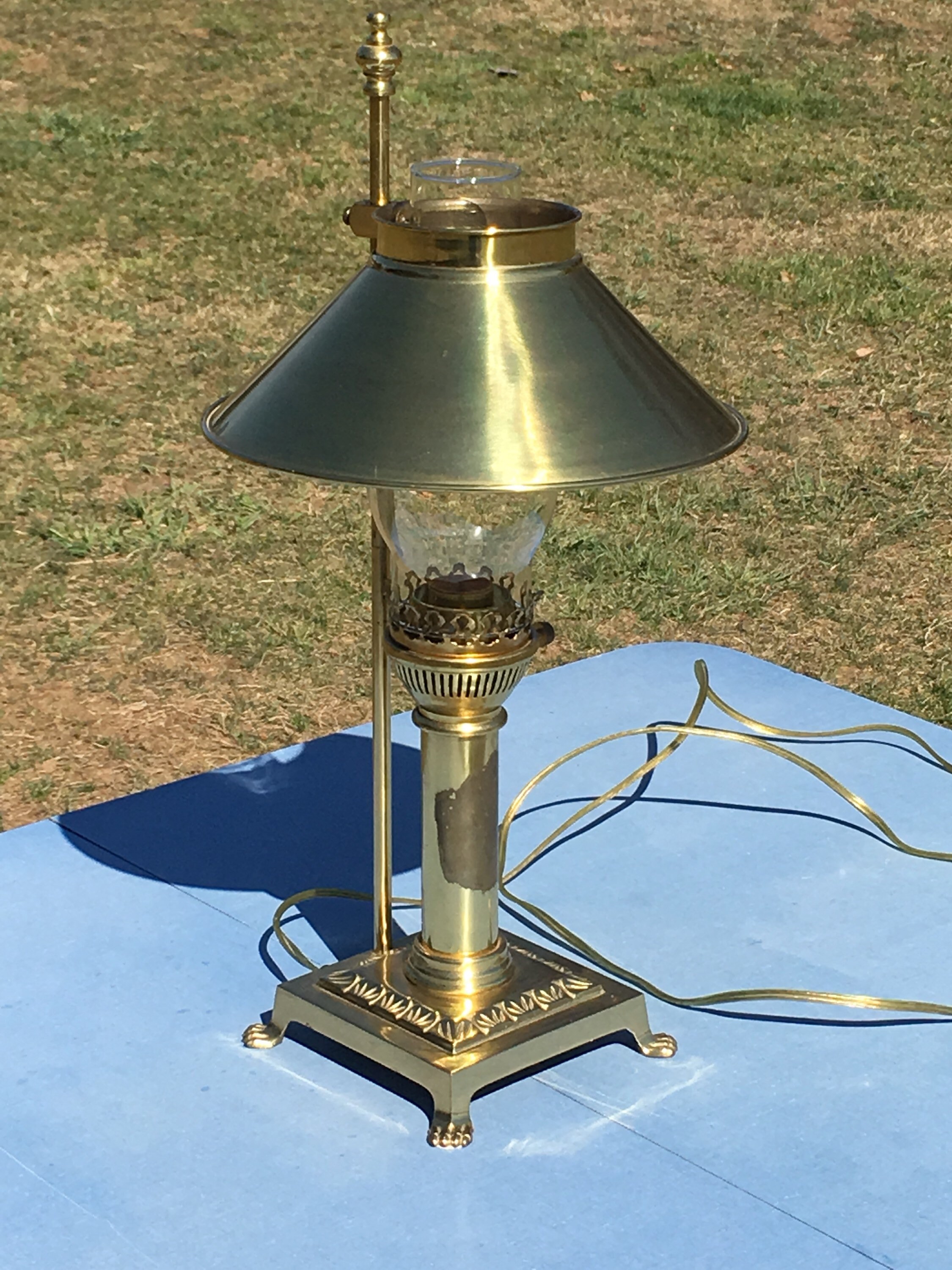 Vintage Brass Desk Lamp Claw Foot Students