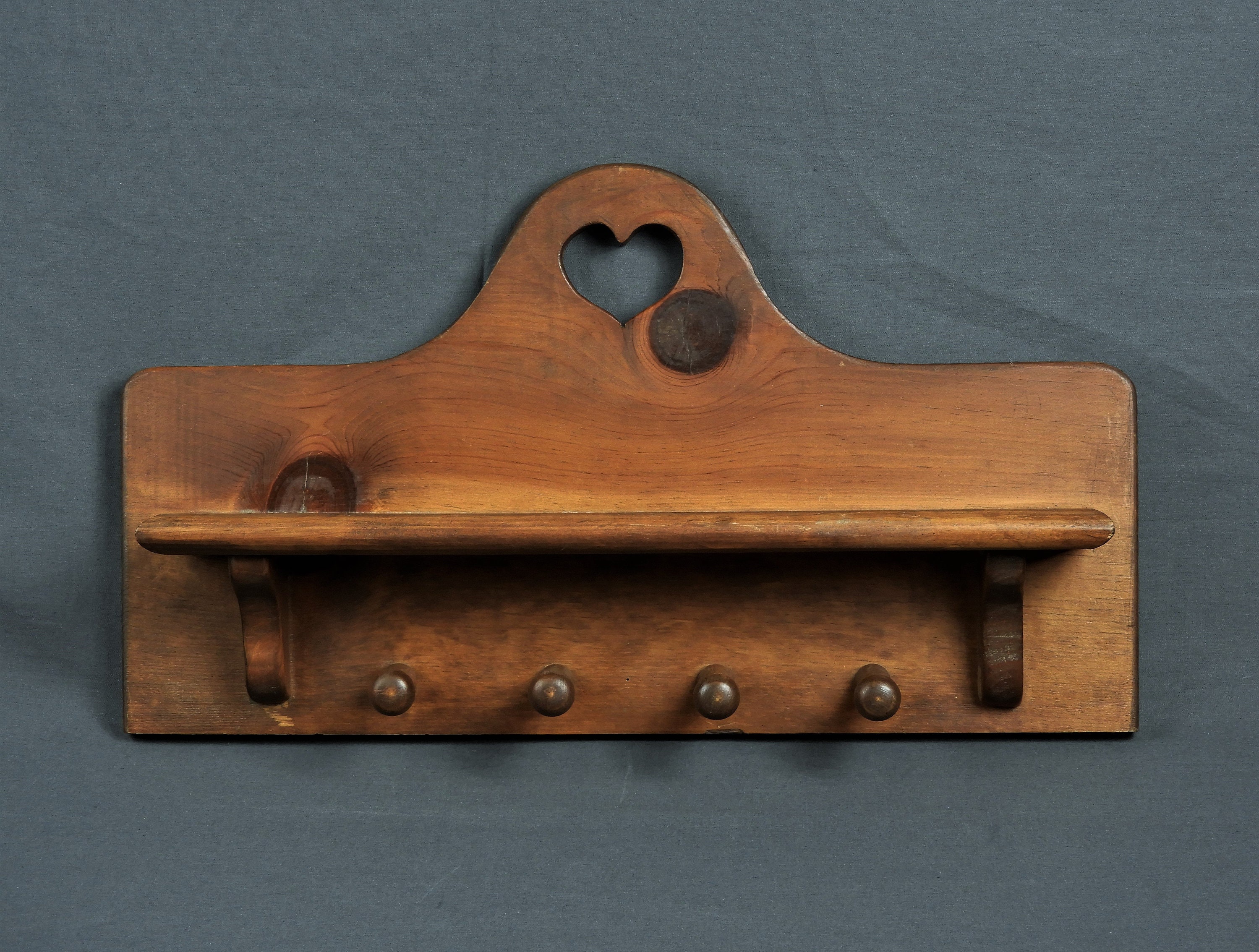 Vintage Rustic Shelf Wooden Hangers Wall Hanging Brown Etsy