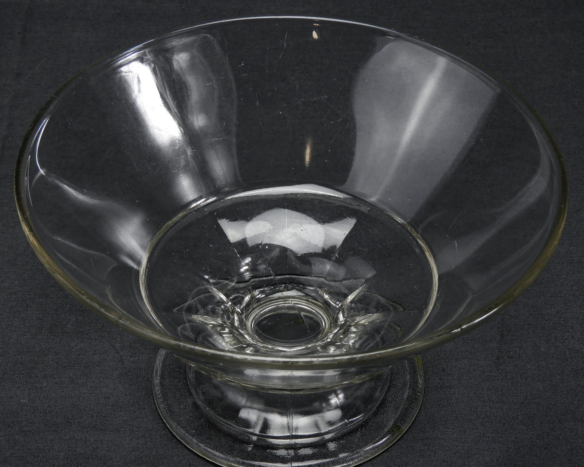 Vintage Glass Compotes (3), EAPG McKee Empire, Clear Bowls, Footed Base