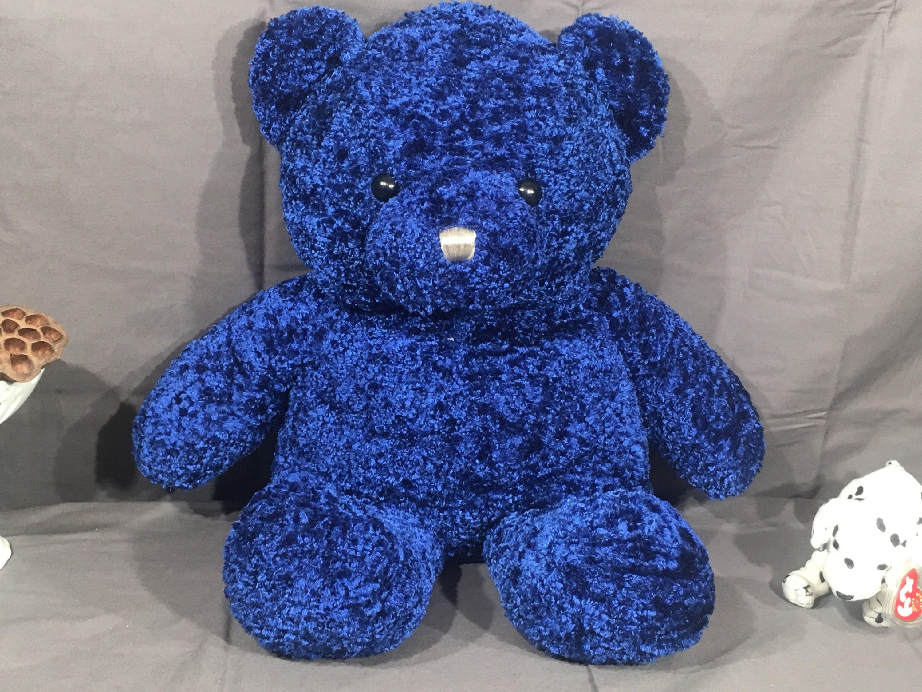 Vintage Dan Dee Bear, Rare Color Plush Teddy Bear Toy, Decorative Shiny Purple Blue Bear