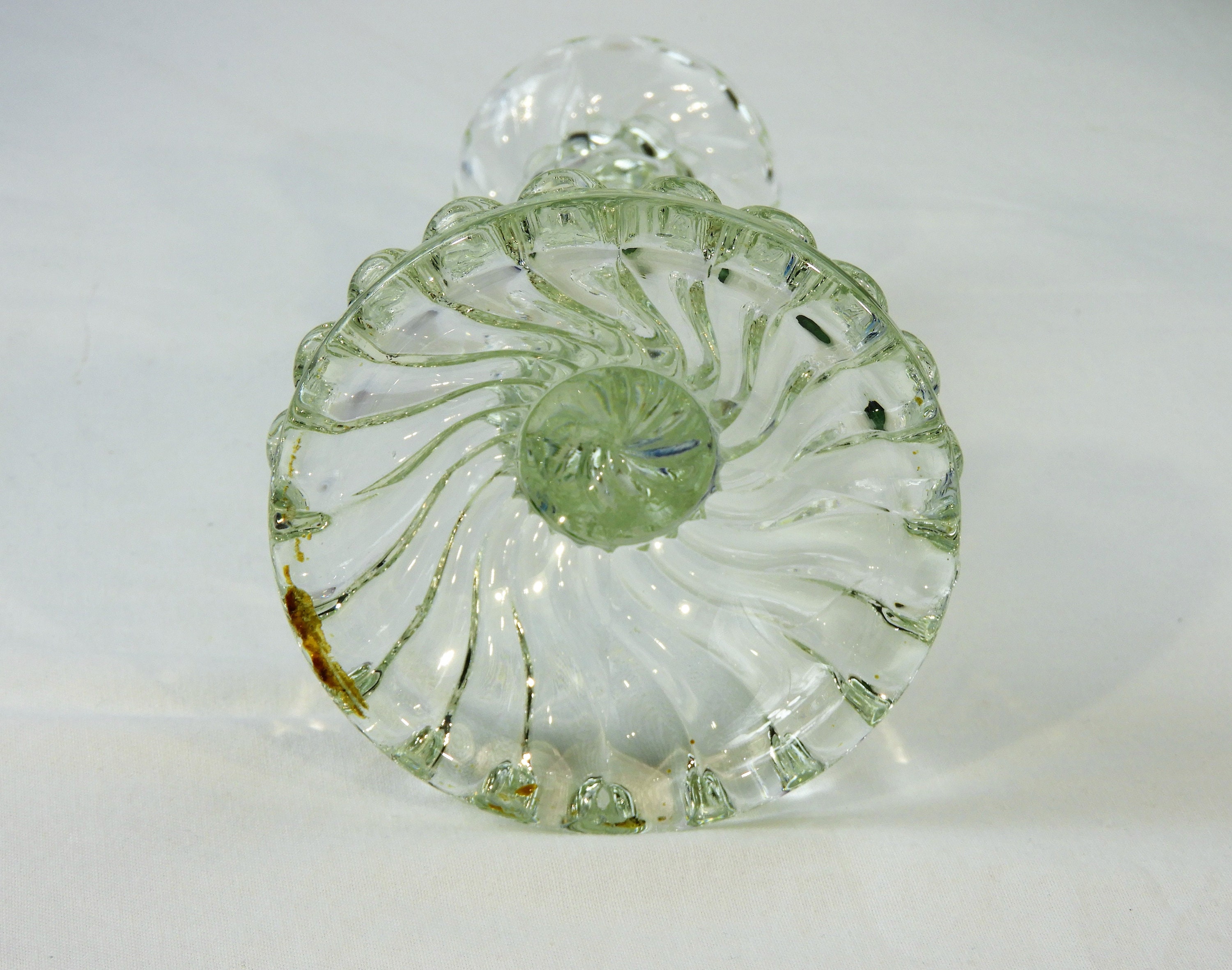 Vintage Glass Candleholder, McKee Spiral Twist, Clear Candlestick, Art