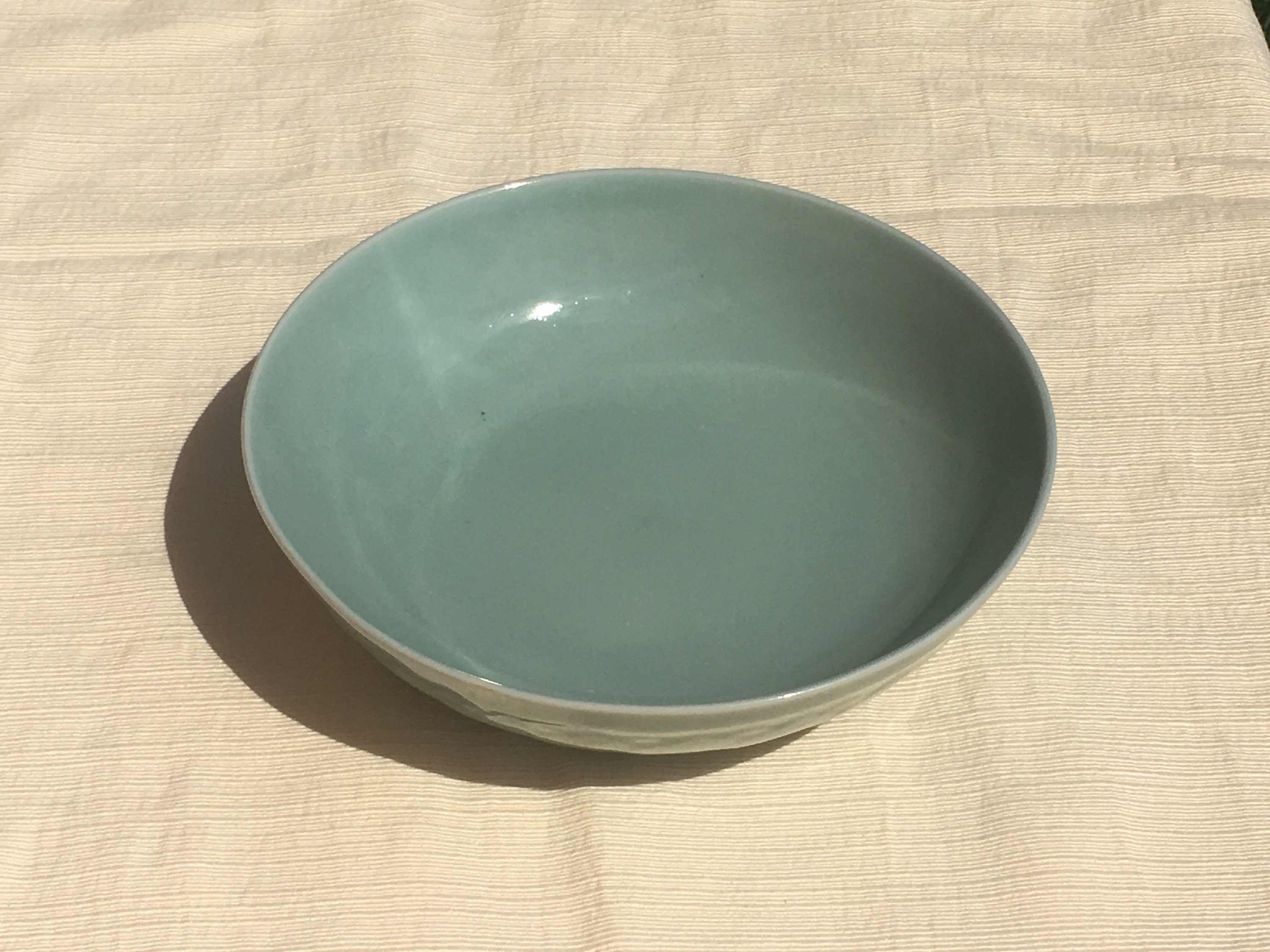 Vintage Chinese Celadon Bowl, Koi Fish Scale Dish, Decorative Greenware