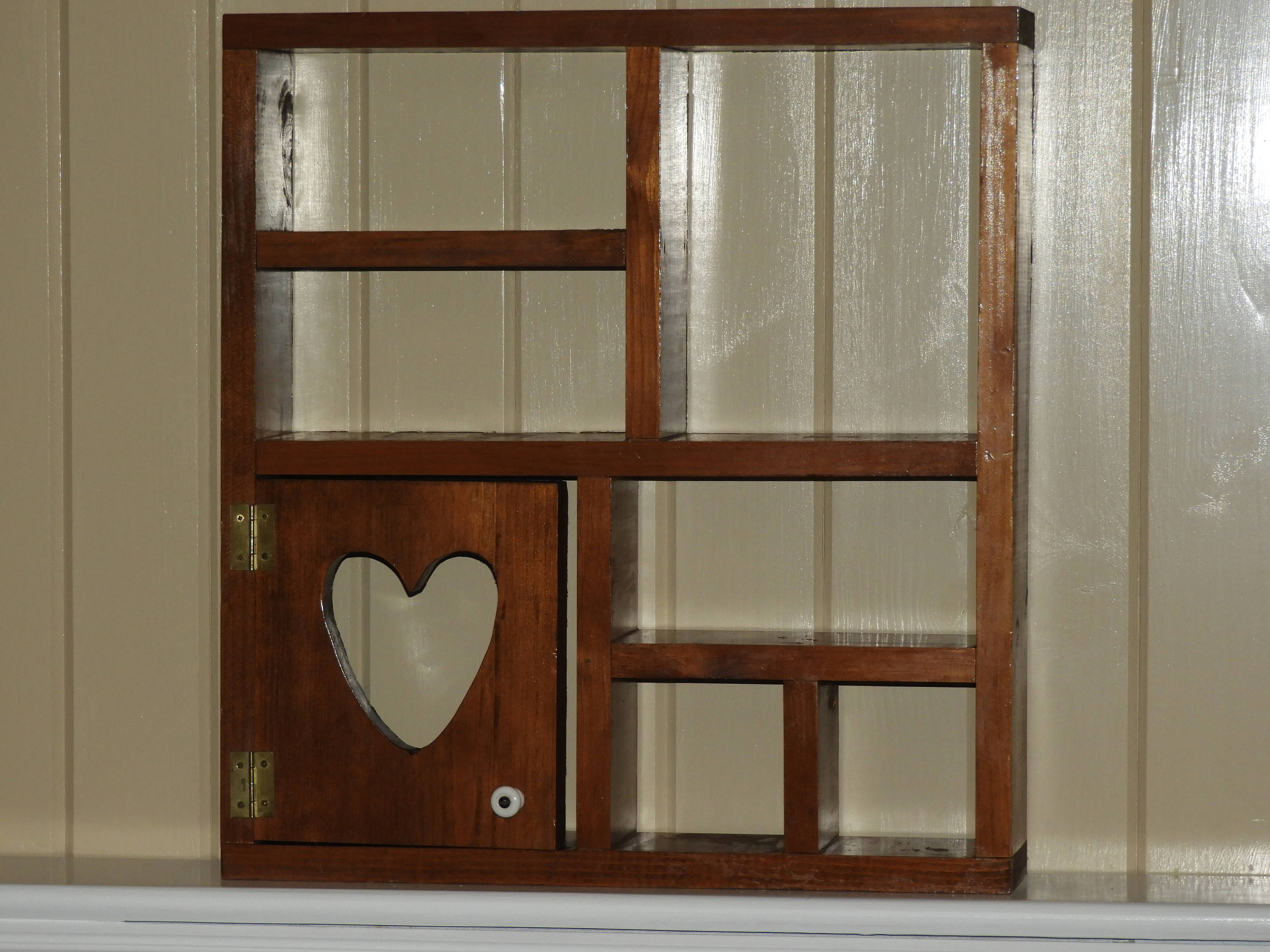 Vintage Figurine Shelf, Country Collectible Heart Home Decor