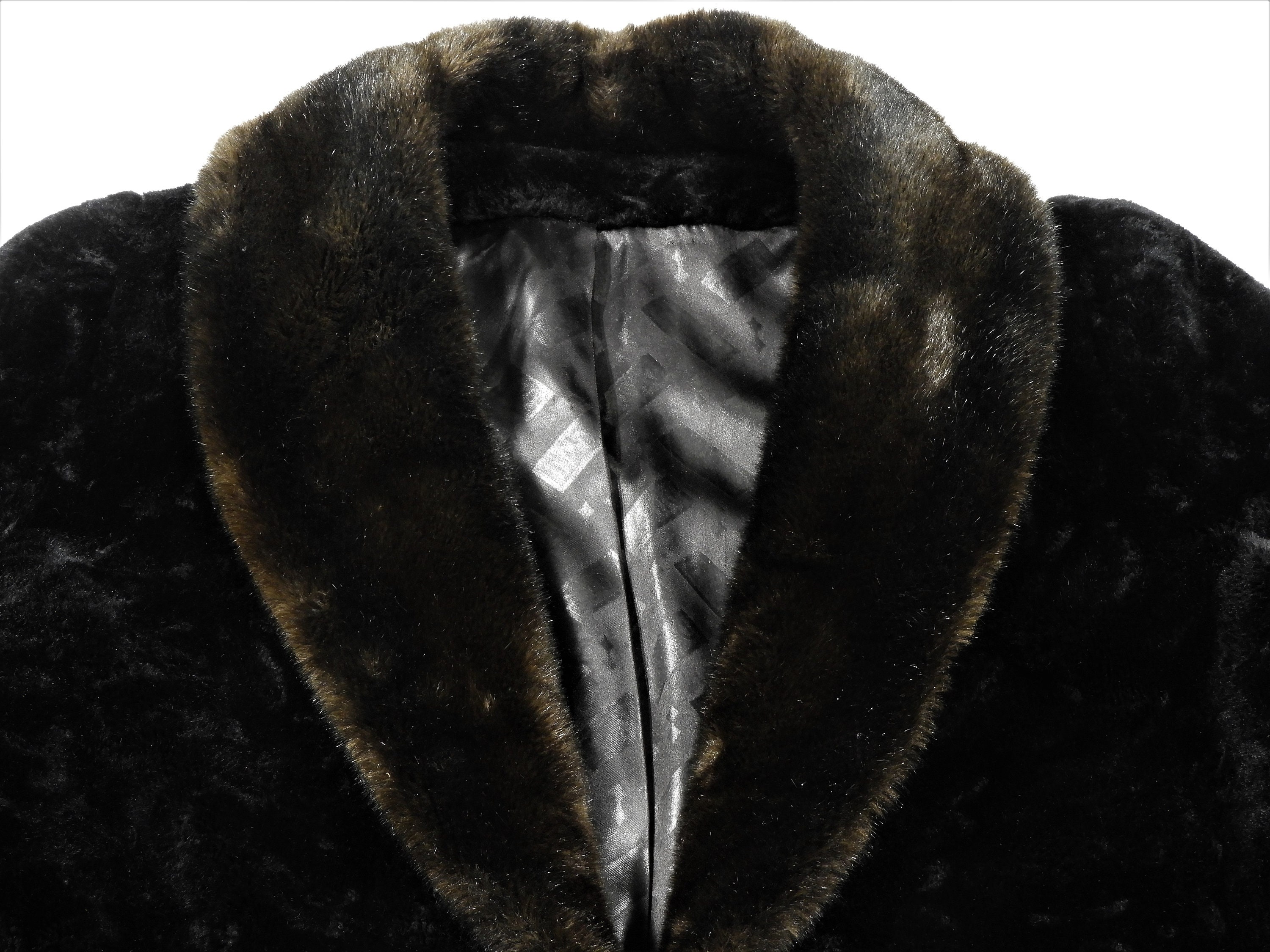 Vintage Black Faux Fur Coat, Borgazia Borg Textiles, Deep Pile, Dubrowsky & Perlbinder, Union 
