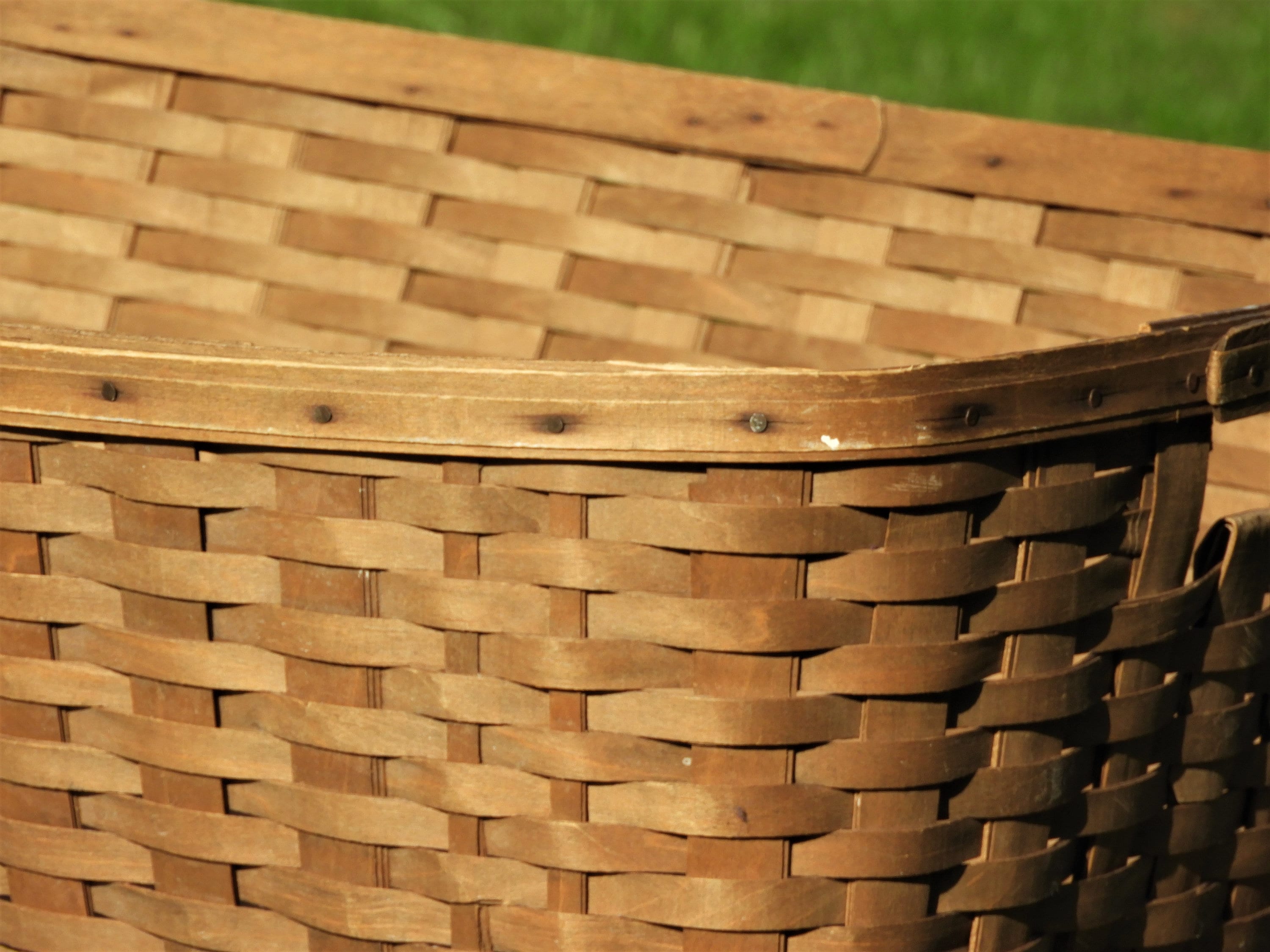 Antique Farmhouse Basket, Split Oak Laundry Storage, Wooden Home Decor, Decorative Splint Basket