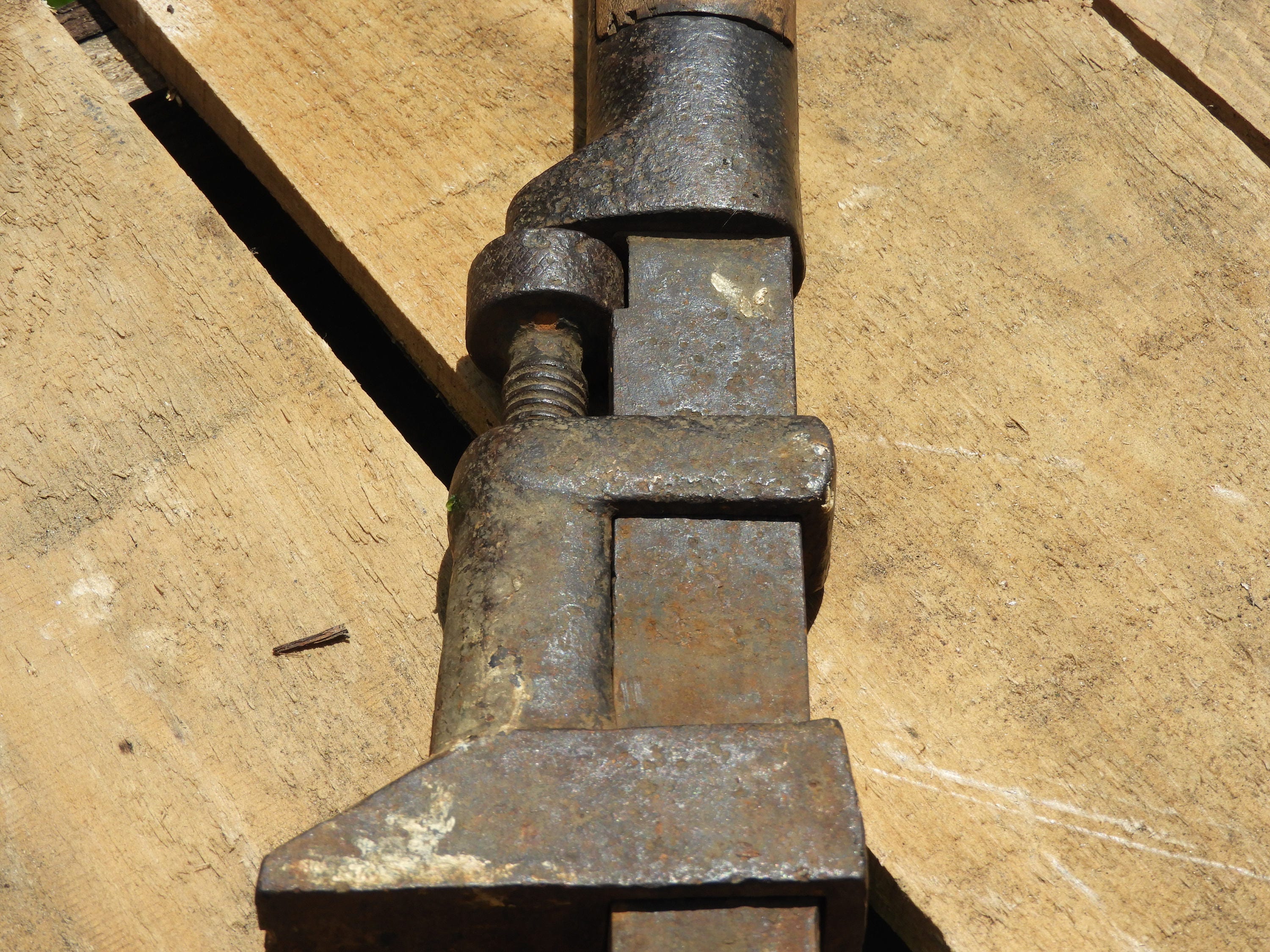 Antique Pipe Wrench, Decorative Wood Handle Monkey Wrench, Rare