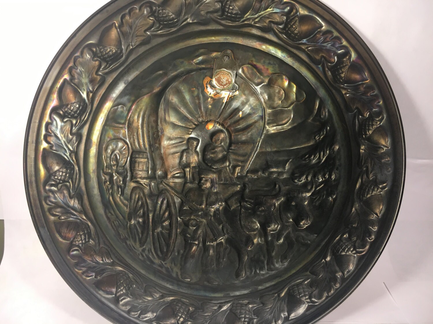 Vintage Western Decor, Copper Wall Art, Wagon Collectible, Country Wall