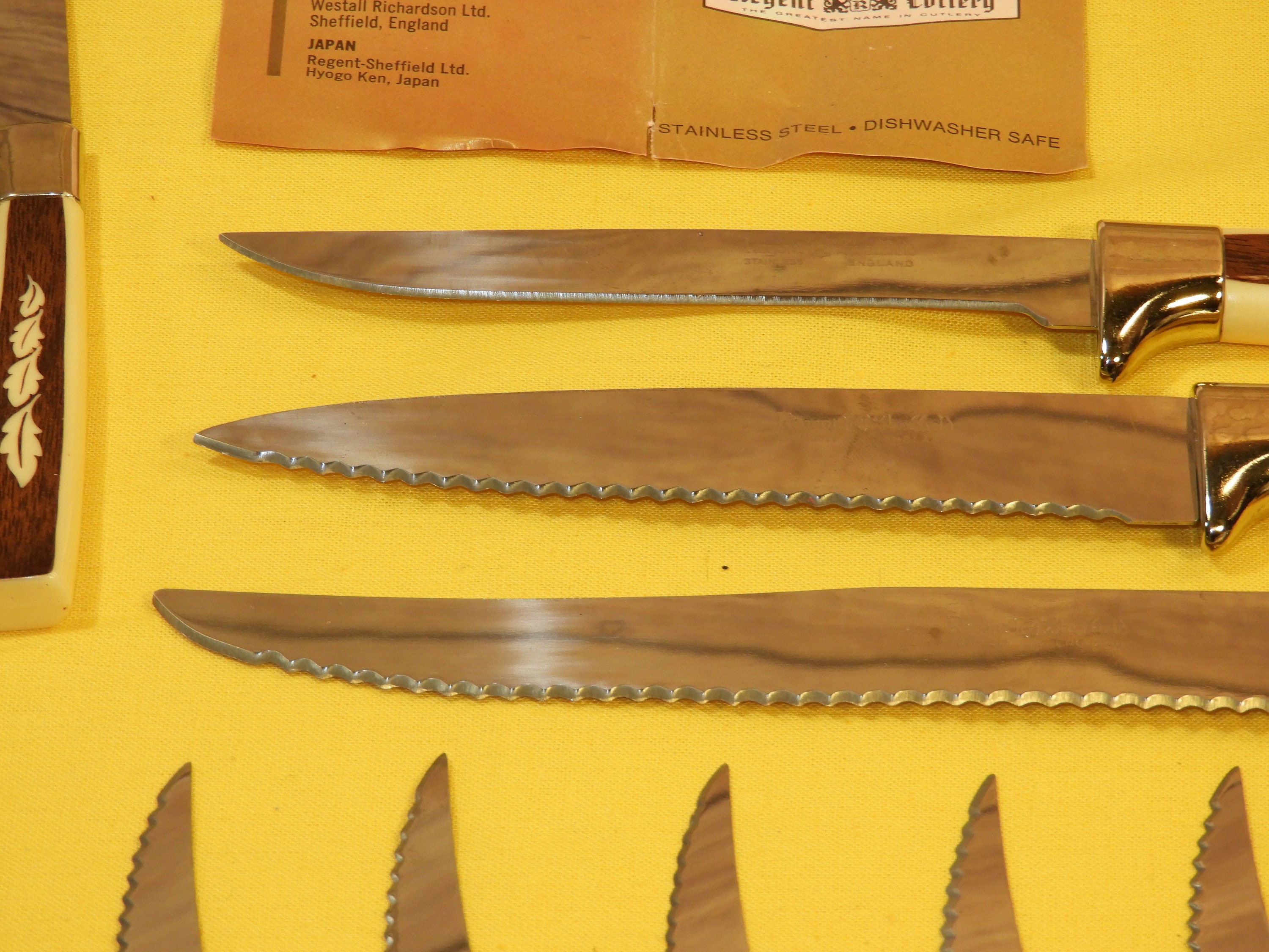 Mid Century Cutlery Set (19 pcs), Regent Cutlery Carving Knives, White