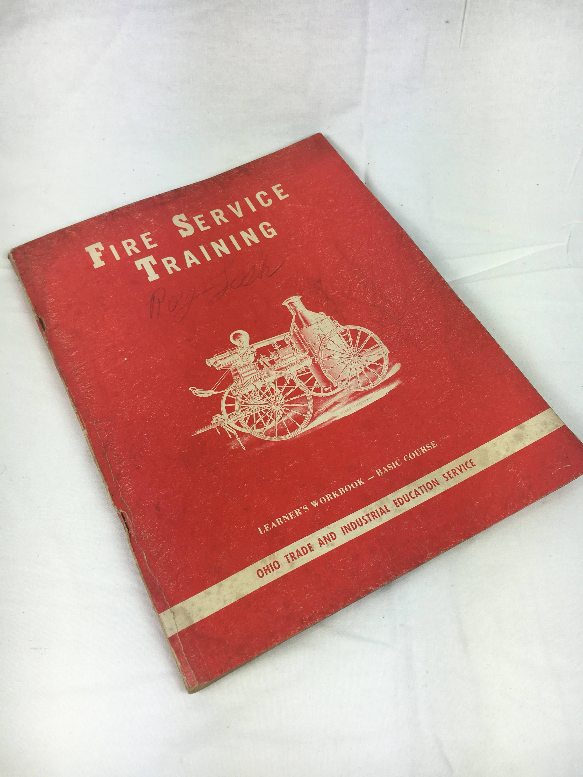 Vintage Fire Fighter Manual, Fire Service Training Book, Red & White