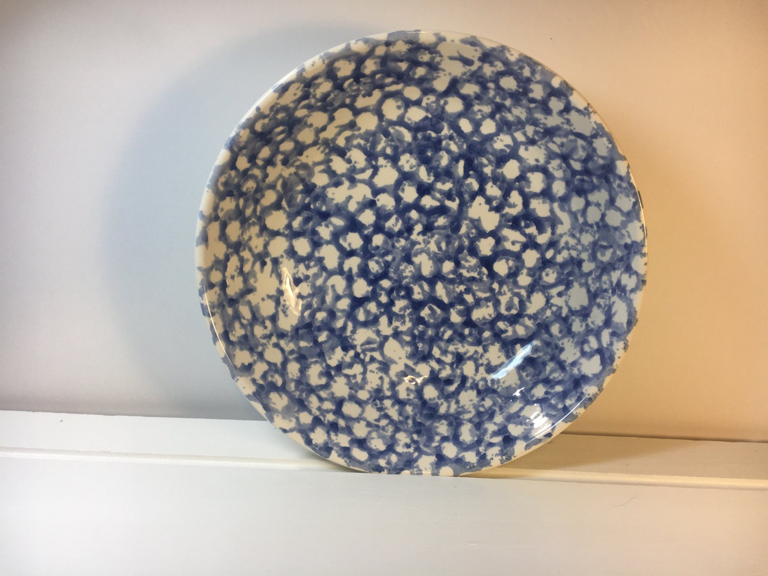 Vintage Blue Spongeware Bowl Bella Ceramica Bowl Dish Cereal Bowl