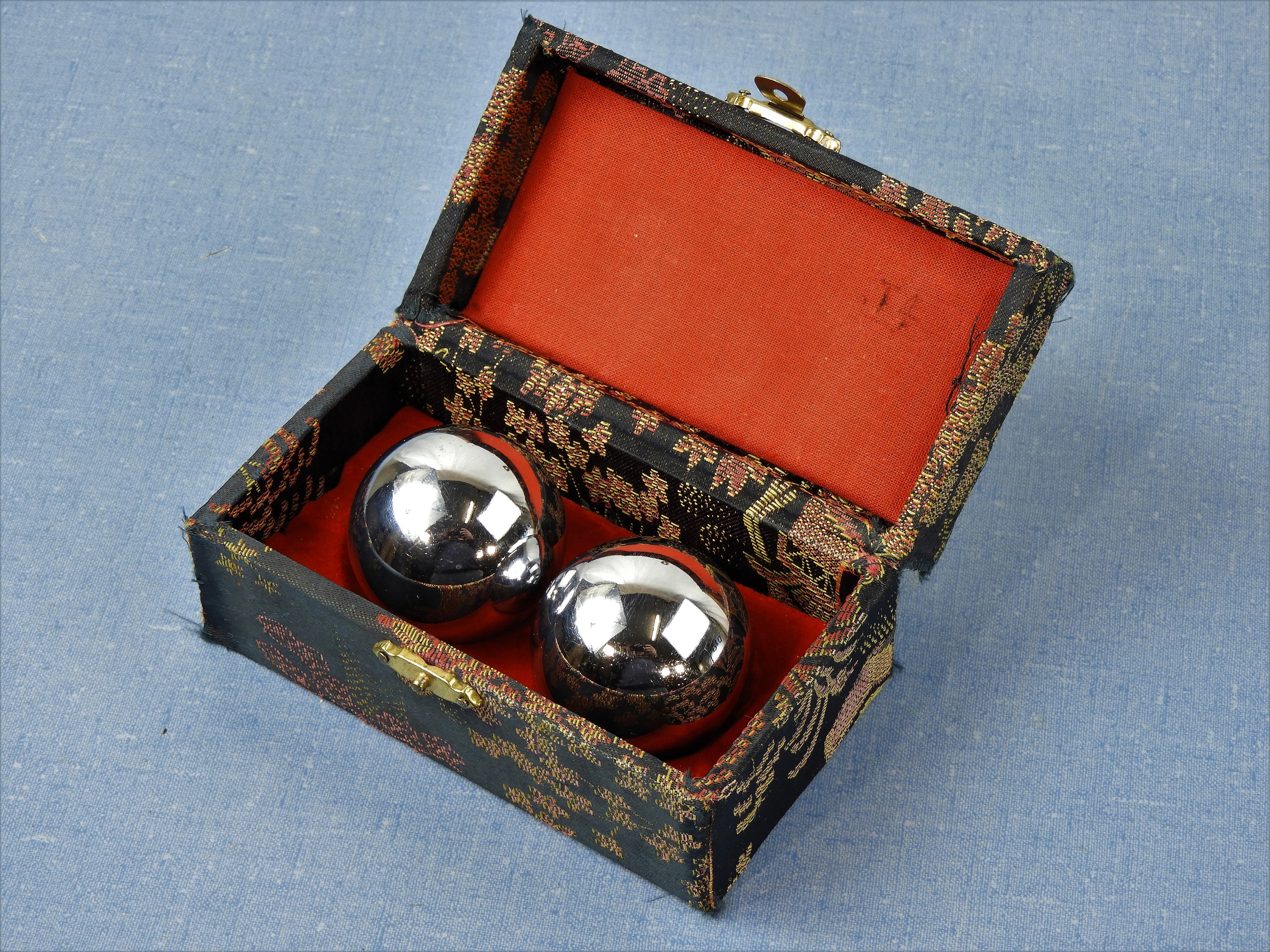 Vintage Baoding Balls, Chinese Health, Metal Chime Spheres, Sound