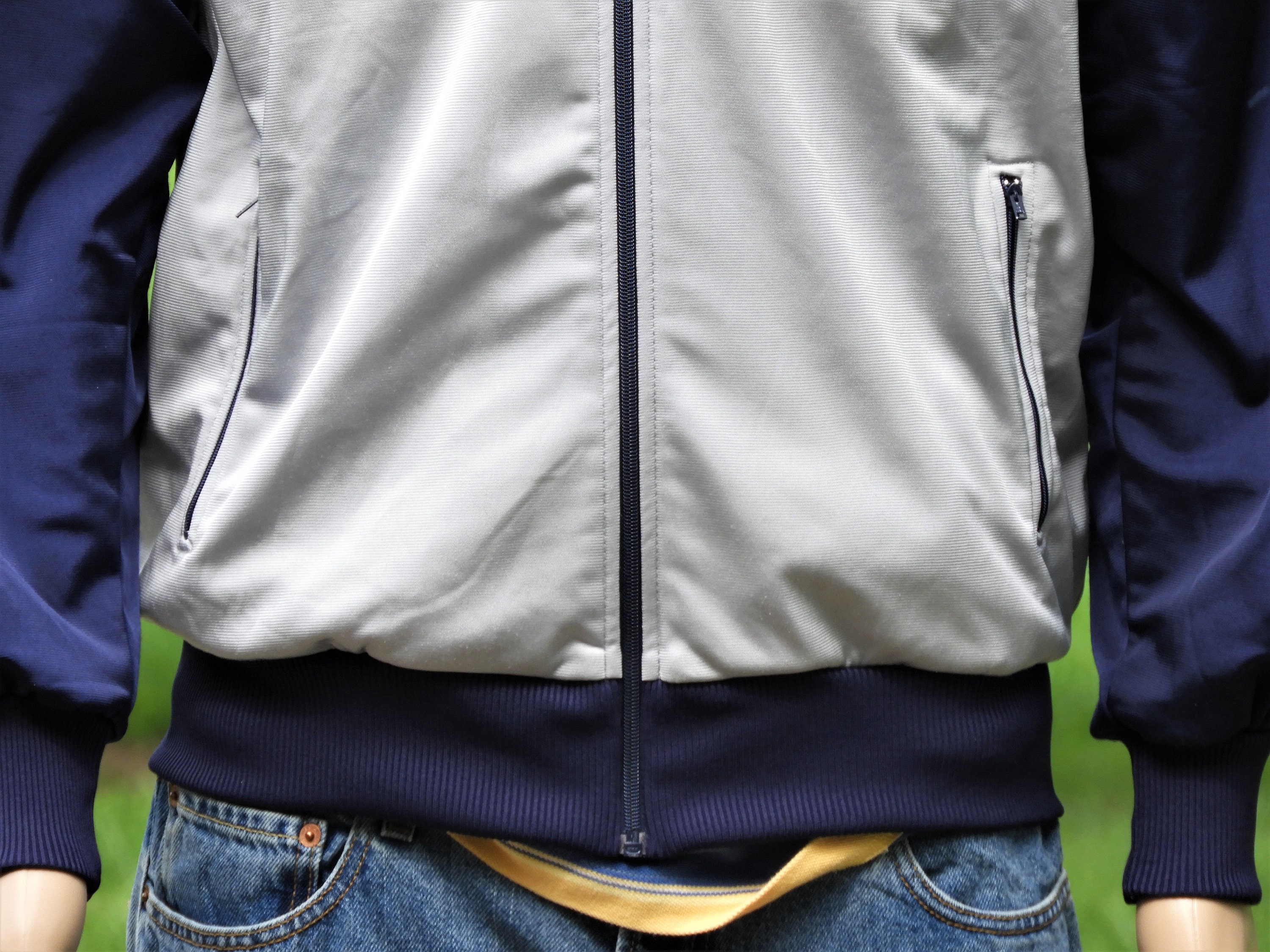 Vintage MacGregor Jacket, Blue & Silver Track Coat, Large Mens Coat