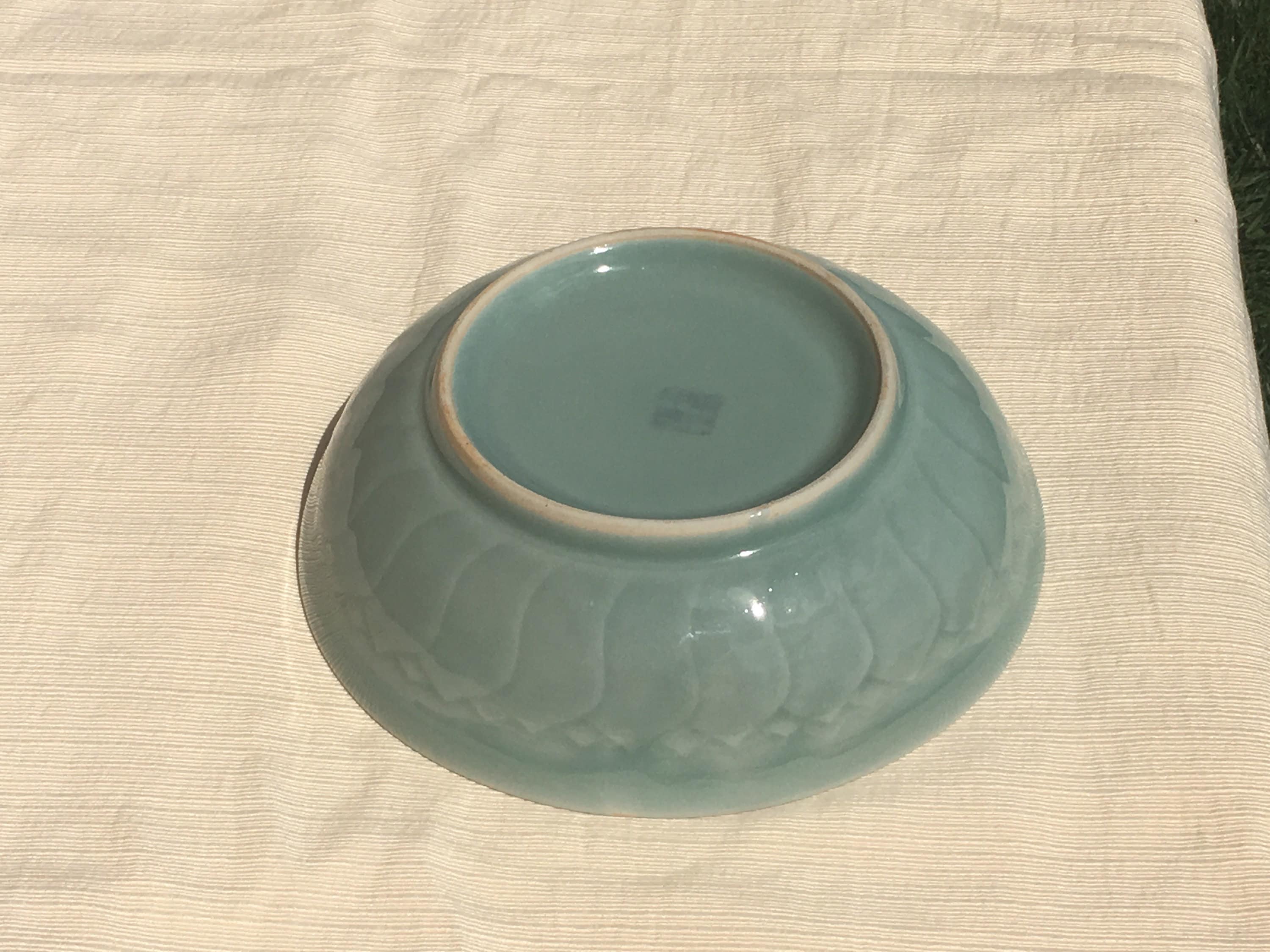Vintage Chinese Celadon Bowl, Koi Fish Scale Dish, Decorative Greenware
