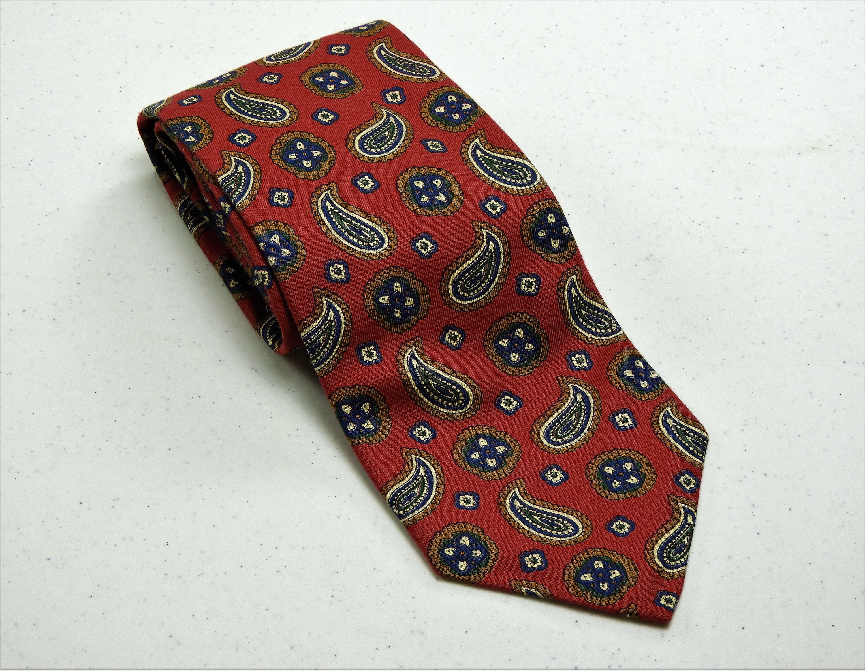 Vintage Red Paisley Tie, Boston Traders Necktie, 100% Cotton, Made in ...