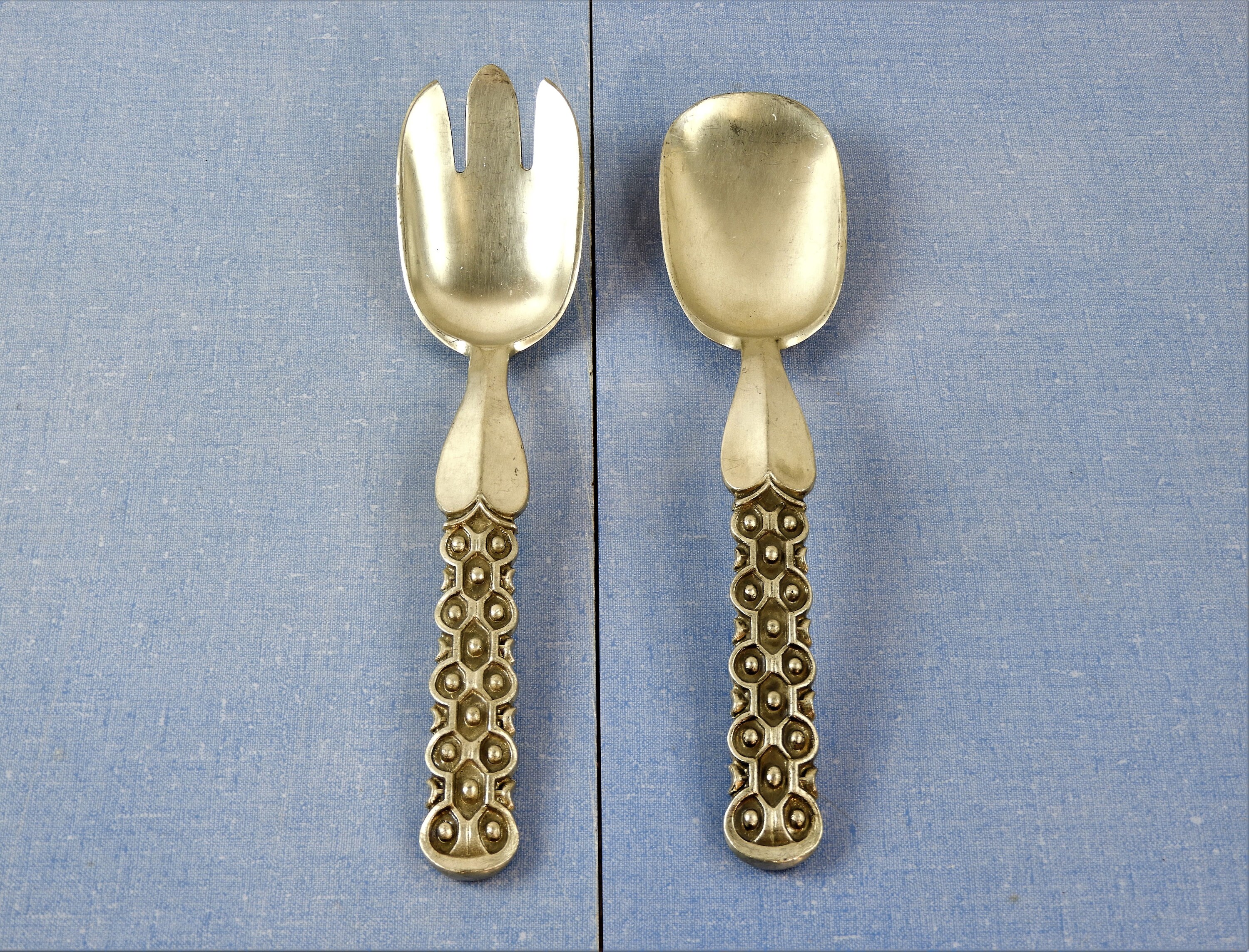 Mid Century Stopt Utensils (2), David Andersen, Pewter Tinn, Serving