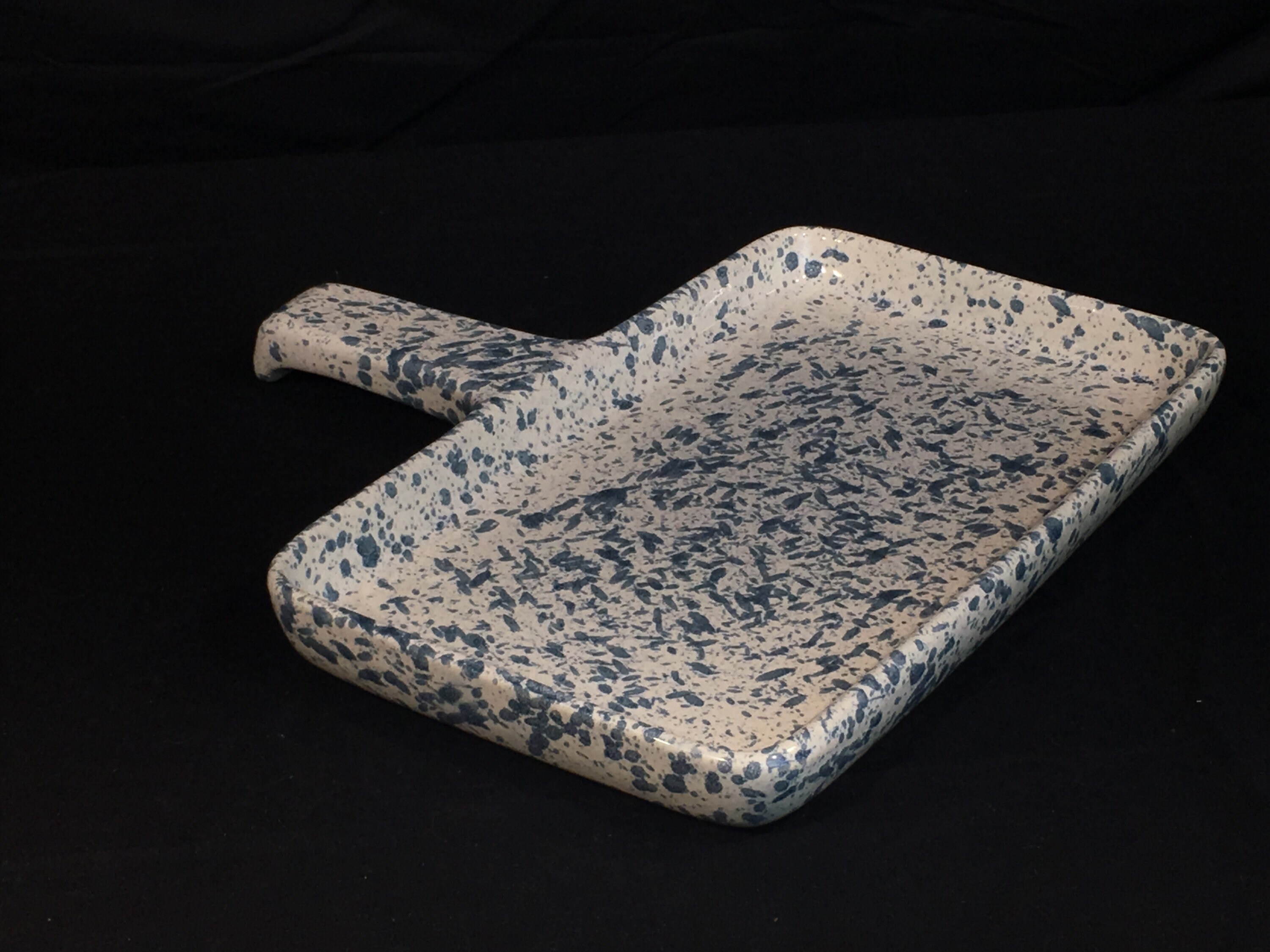 Vintage Baking Pan, Blue & White Stoneware Tray, Decorative Ceramic