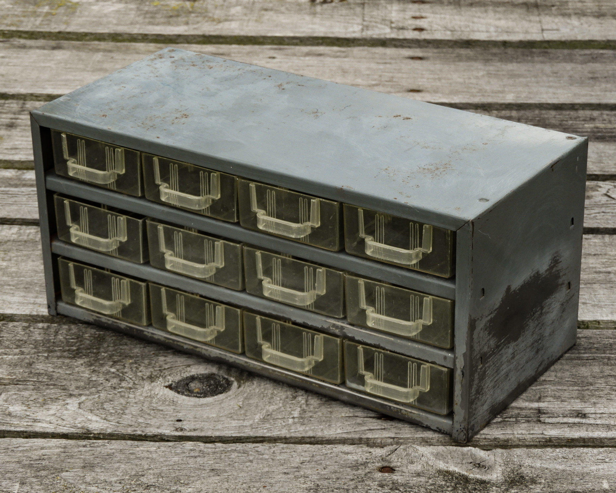 Vintage Metal Shelf, Industrial Gray, Rustic & Distressed, Wall Hanging