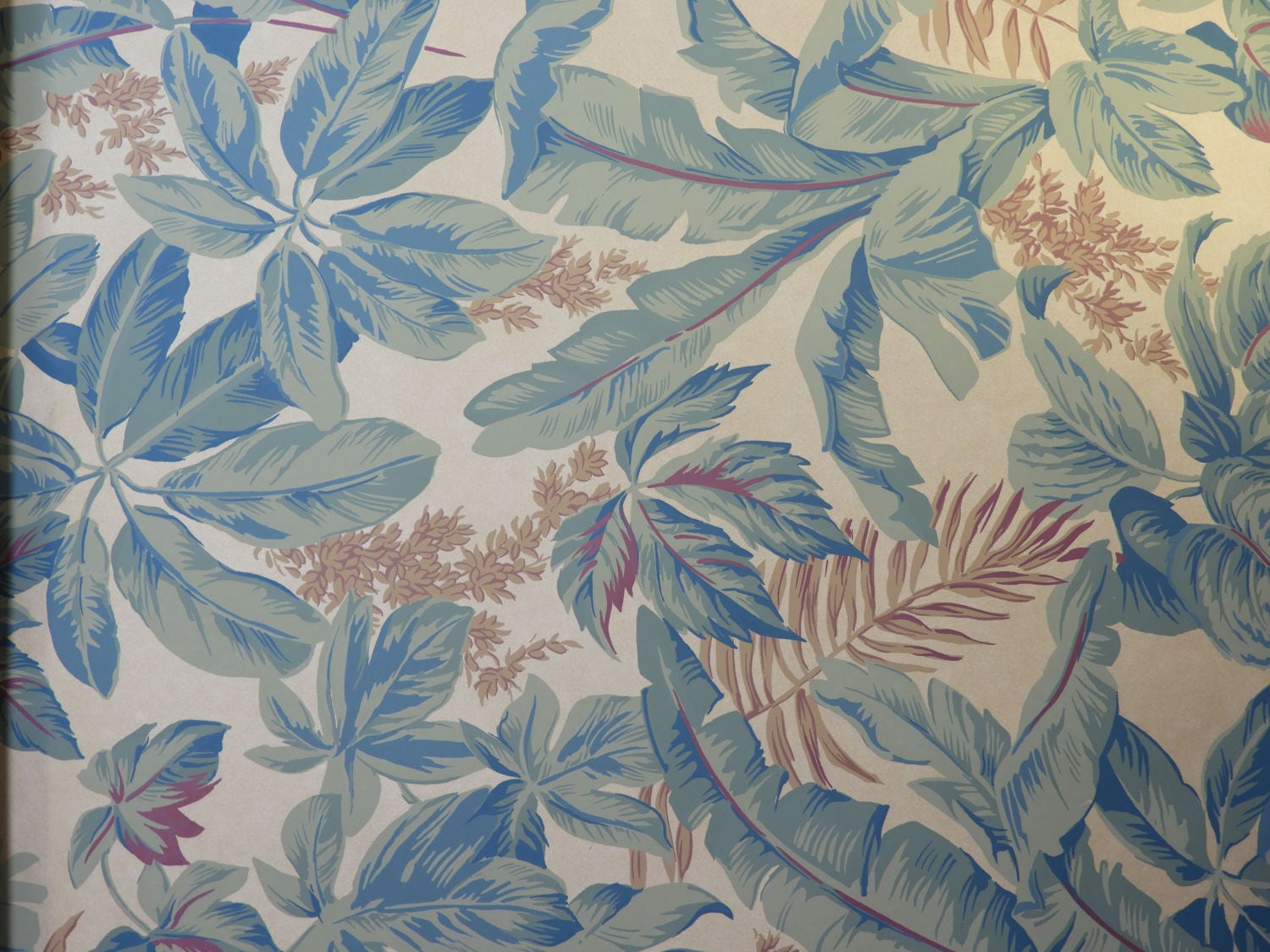 Vintage Tropical Wallpaper, Jungle Decor, Green Wall Paper, UnPasted