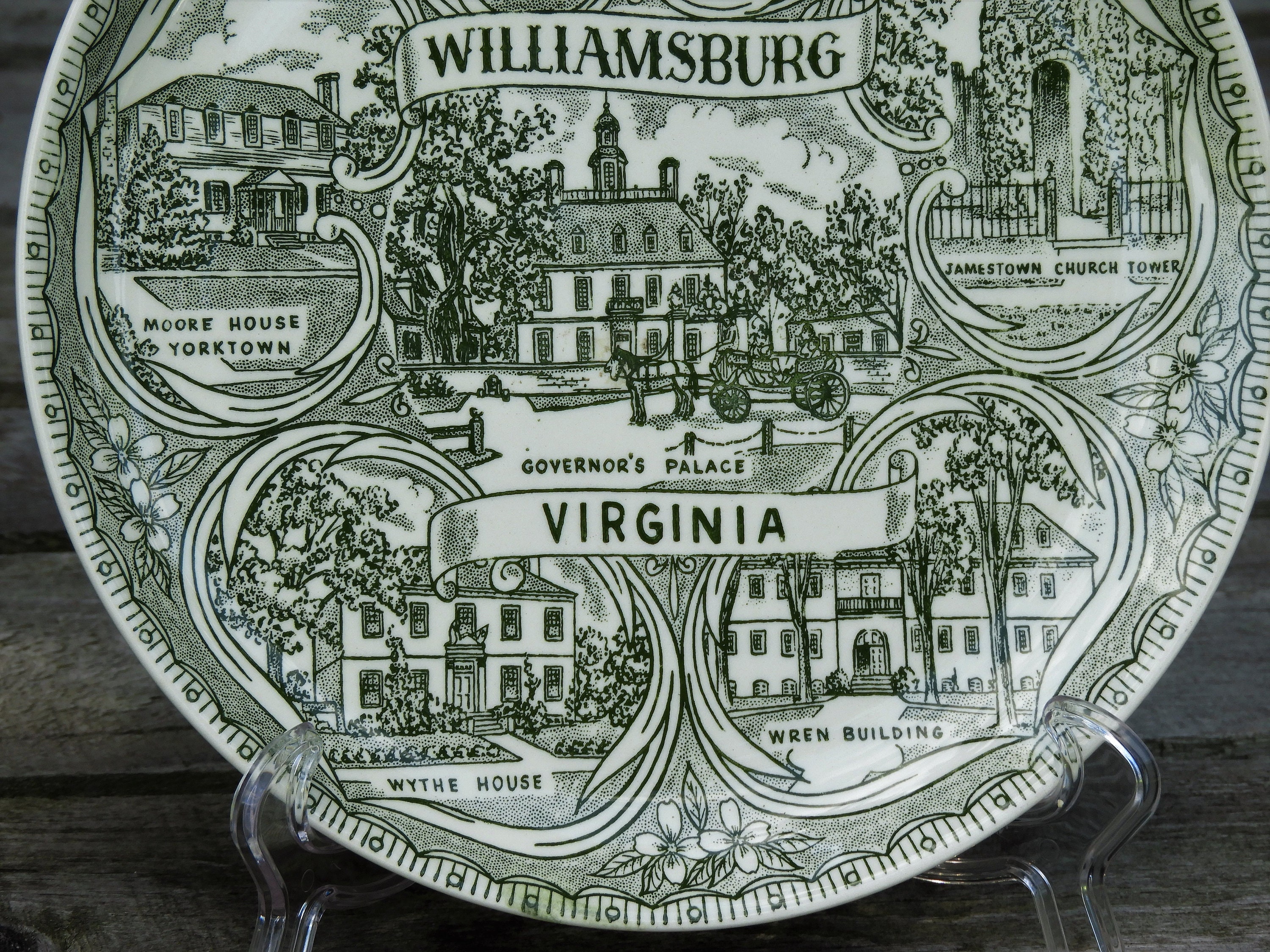 Vintage Williamsburg Souvenir, Virginia Plate, Home Decor, Entryway
