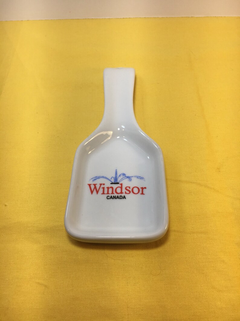 Windsor Canada Ceramic Spoon Rest CDF Countertop Spoon Rest White Red Blue Hanging Spoon Rest 8 18 long x 3 wide
