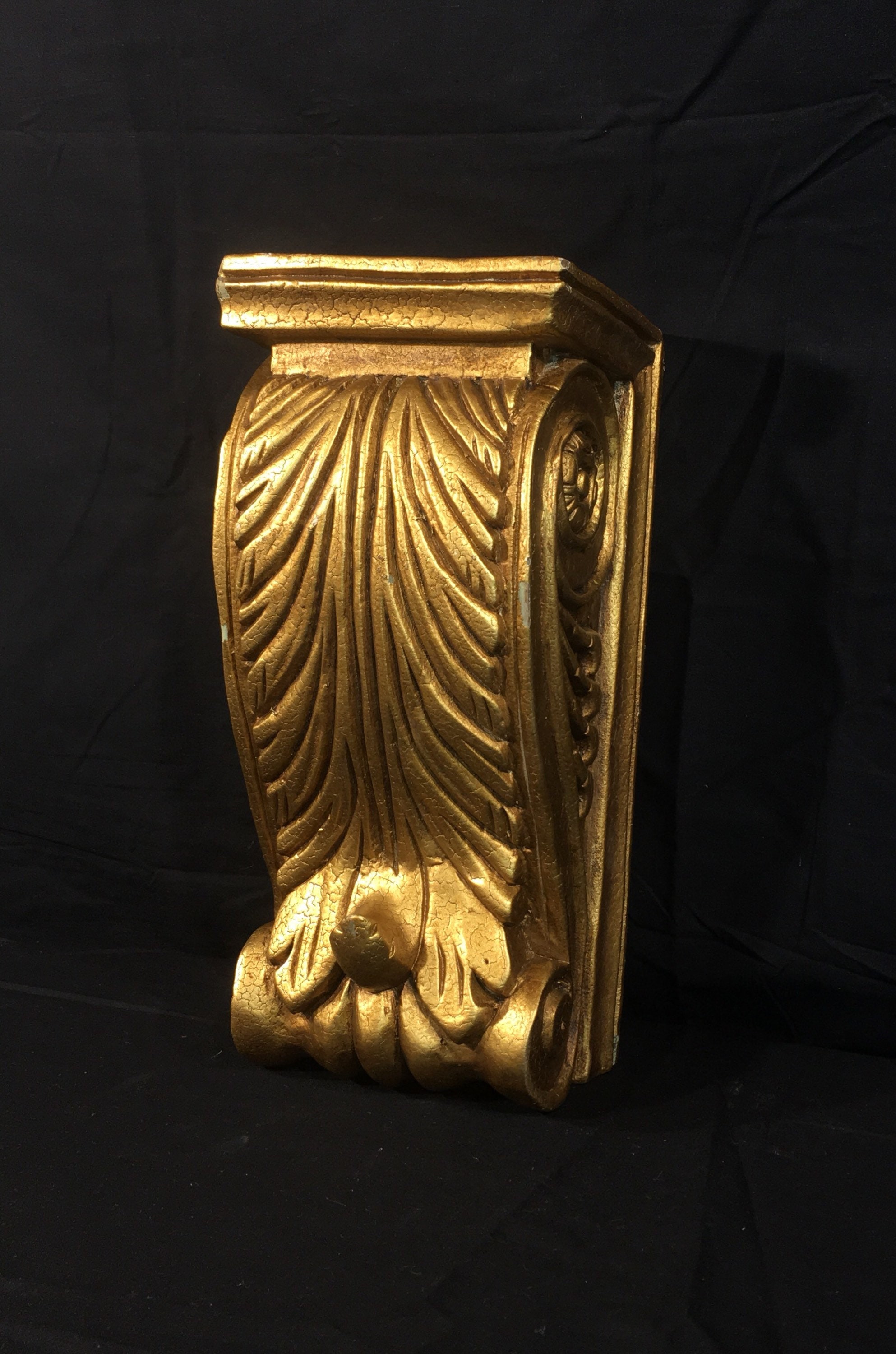 Vintage Carved Wall Sconce, Gold Florentine Shelf, Wooden ... on Wooden Wall Sconce Shelf Decorating id=91815