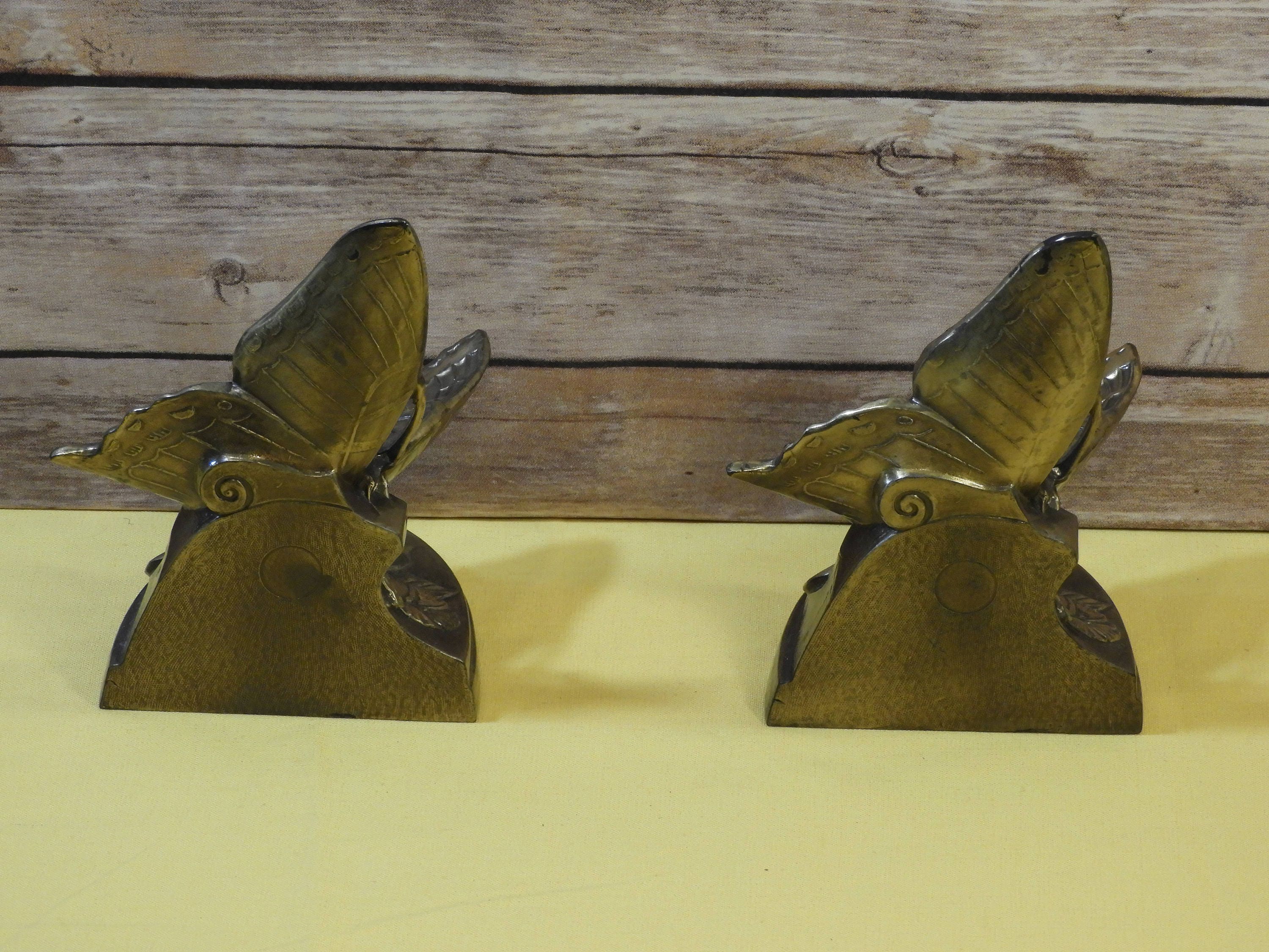 Vintage Brass Butterfly Bookends (2),Philadelphia Mfg Heavy Gold Book