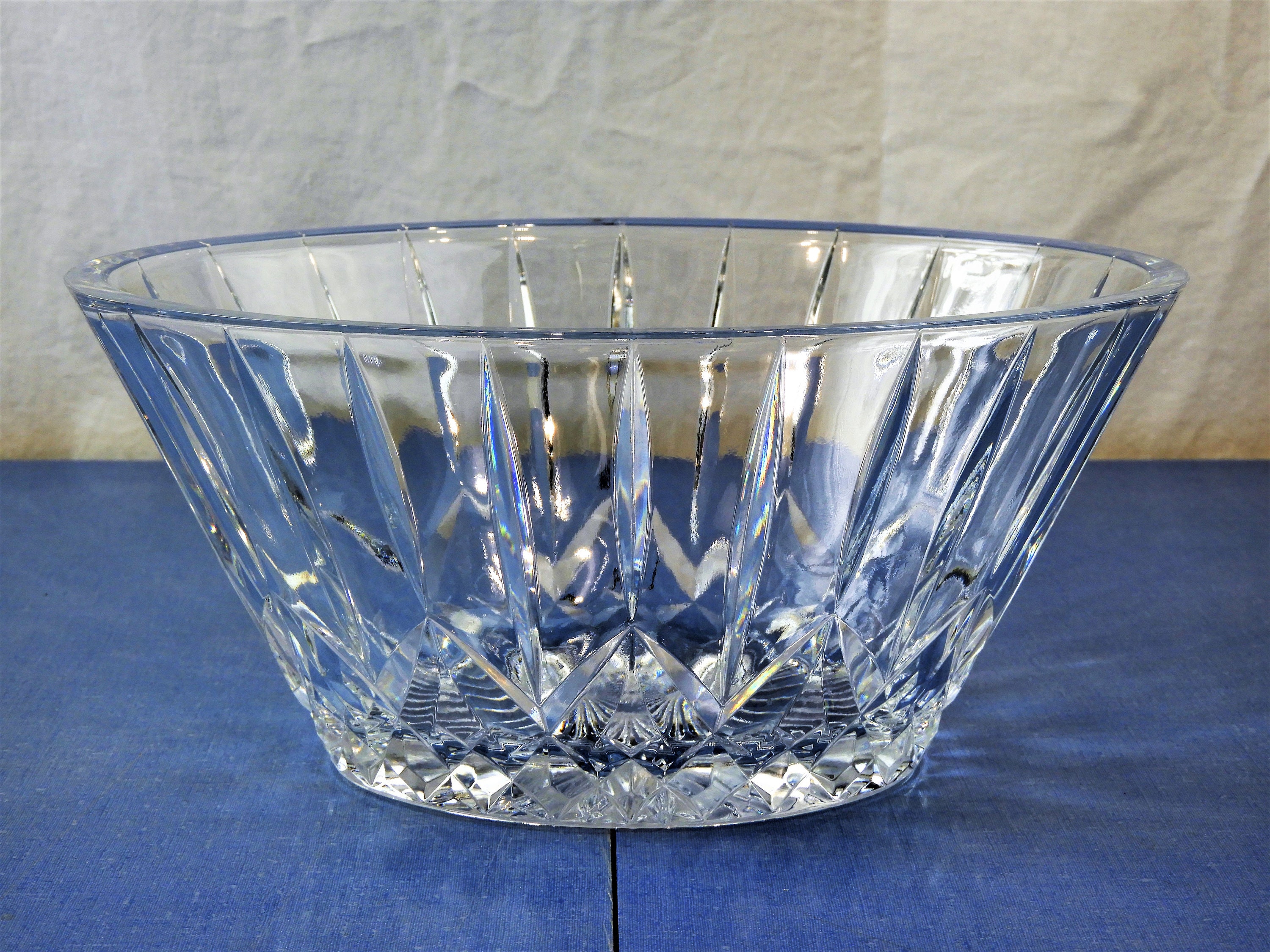 Vintage Crystal Bowl, Oval Cut Glass Dish, Clear Dinnerware, Fruit