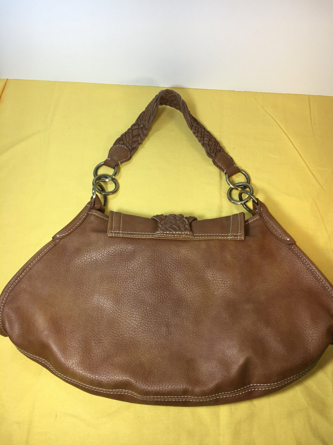Vintage Leather Tommy HilfigerBag, Brown Hobo Bag Purse, Hilfiger
