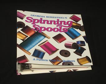 Vintage Quilting Craft Book,Georgia Bonesteel's Spinning Spools, Decorative White Blue Sewing Guide,1991 Oxmoor Sewn Craft Instruction Guide