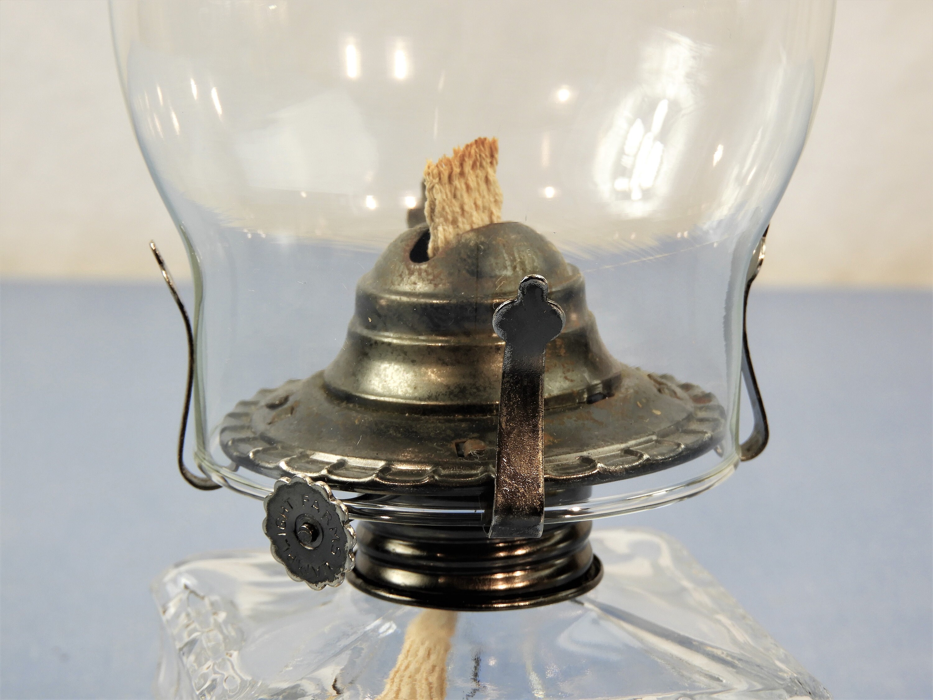 Vintage Oil Lamp, Lamplight Farms 5, Made in Austria, Clear Glass Base