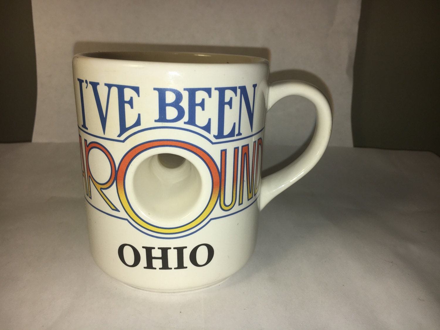 Vintage Ohio Mug, Specialty Gift Idea Mug, Ohio Coffee Cup, White Blue