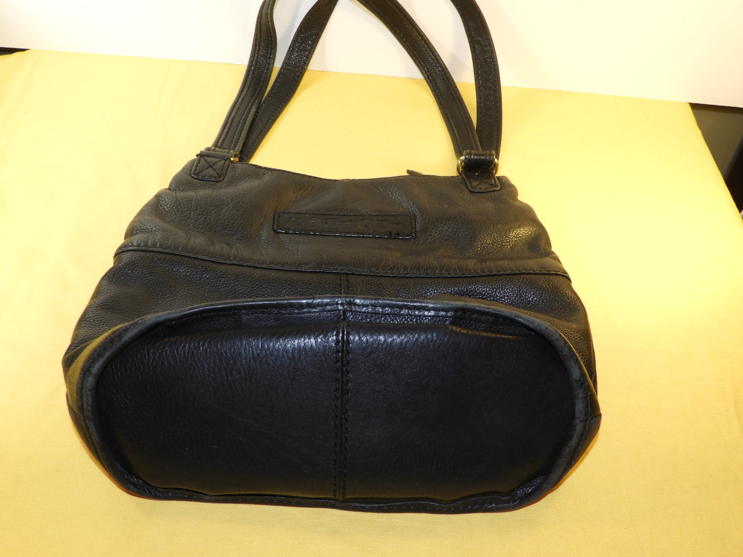Vintage Fossil Genuine Black Leather Tote Messenger Shoulder Bag, 75082