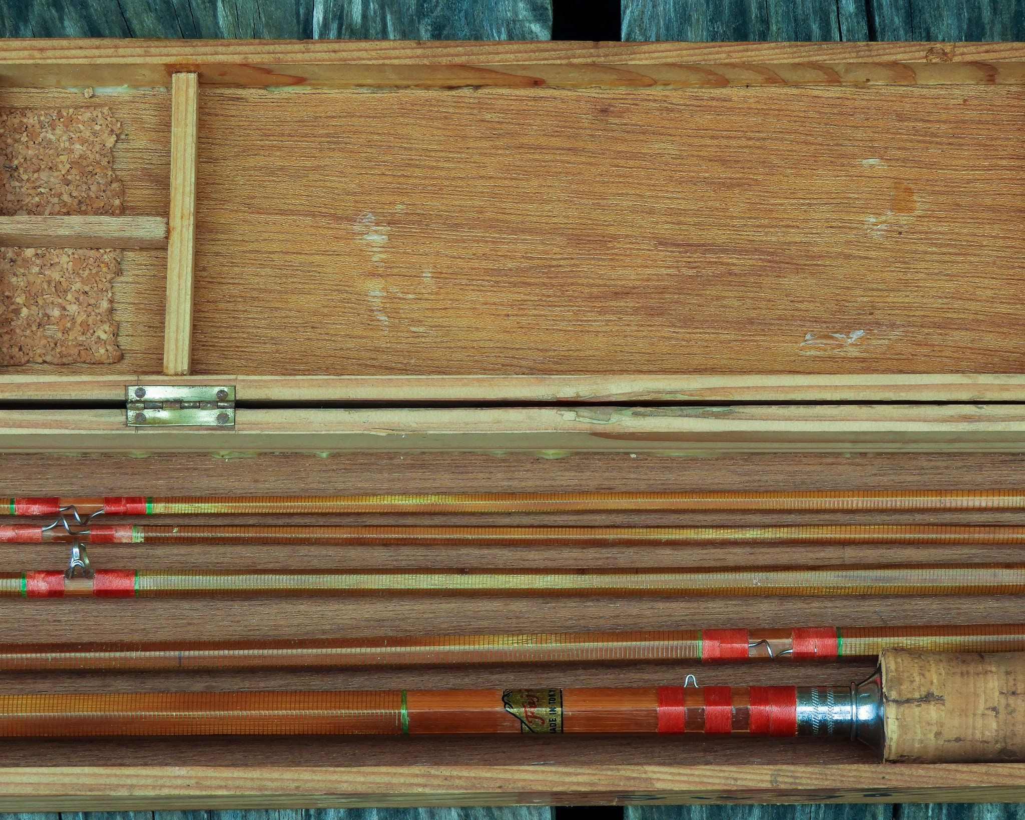 Vintage Fly Rod, Early Fuji, Cork Handle, Bamboo Wood, Five Pieces
