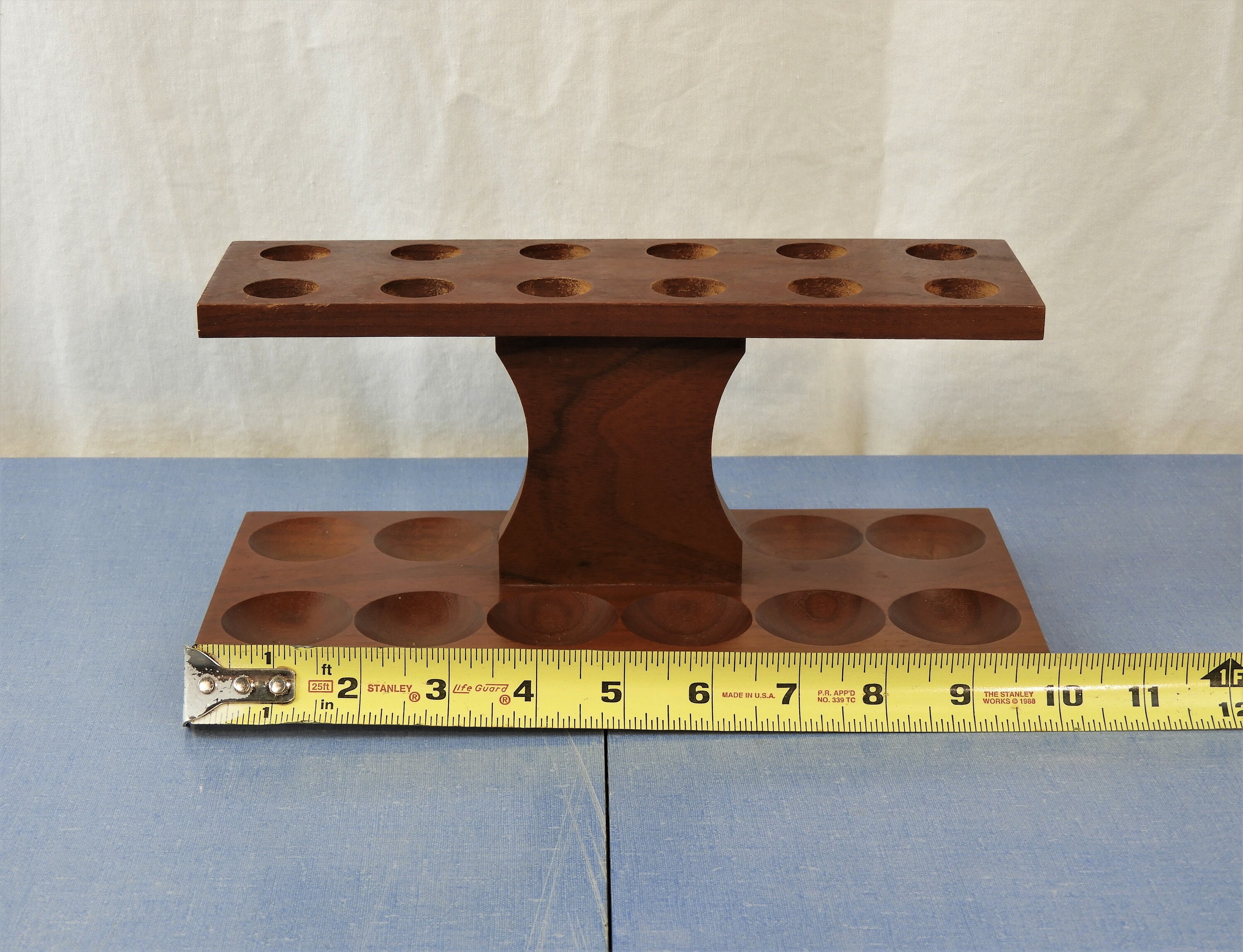 Vintage Egg Holder, Wooden Kitchen Decor, Wood Serving Stand, Table